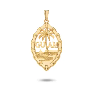 14K & 10K Yellow Gold Guam Seal Thick Bamboo Pendant VINCE