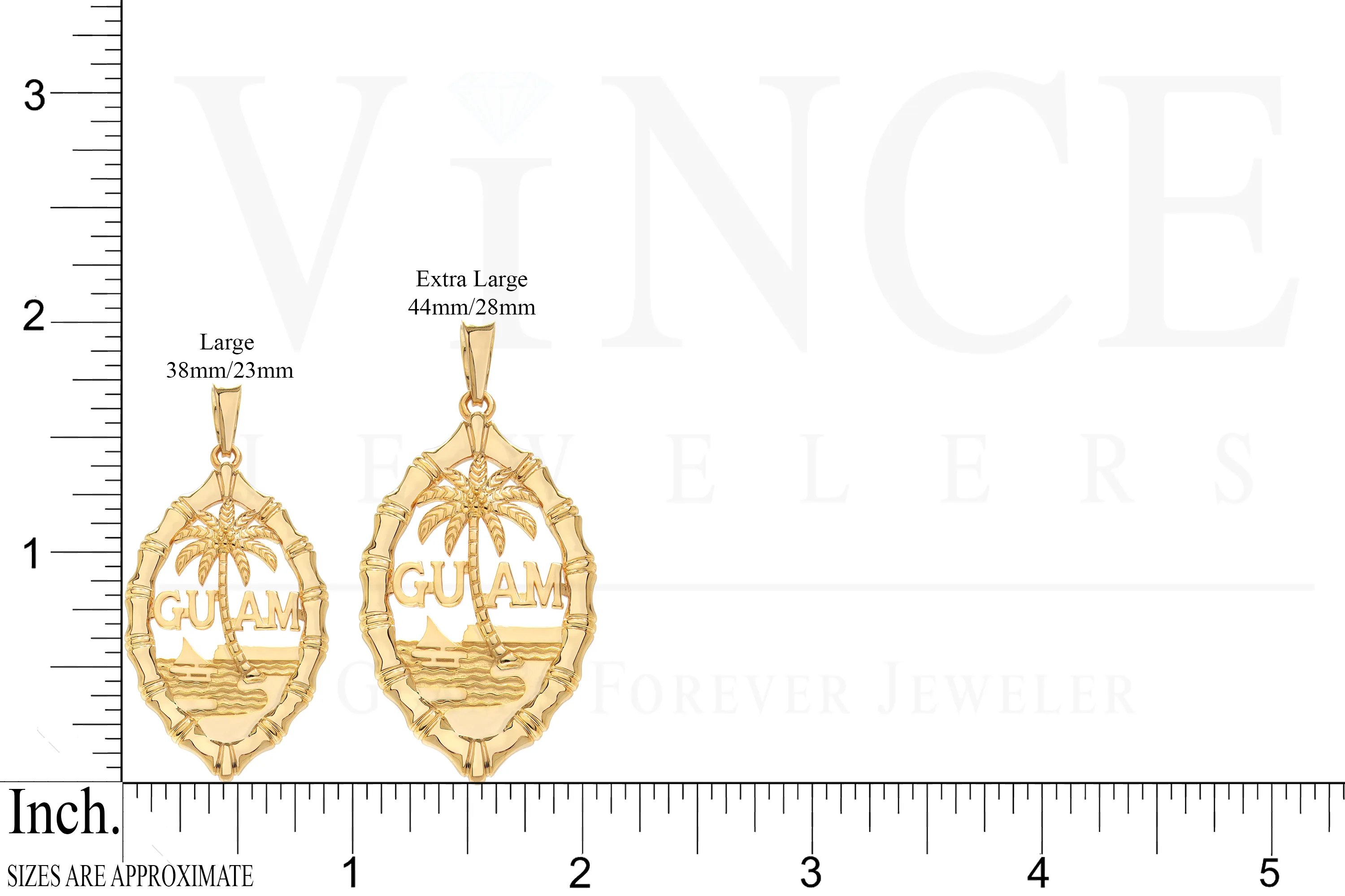 14K & 10K Yellow Gold Guam Seal Thick Bamboo Pendant VINCE
