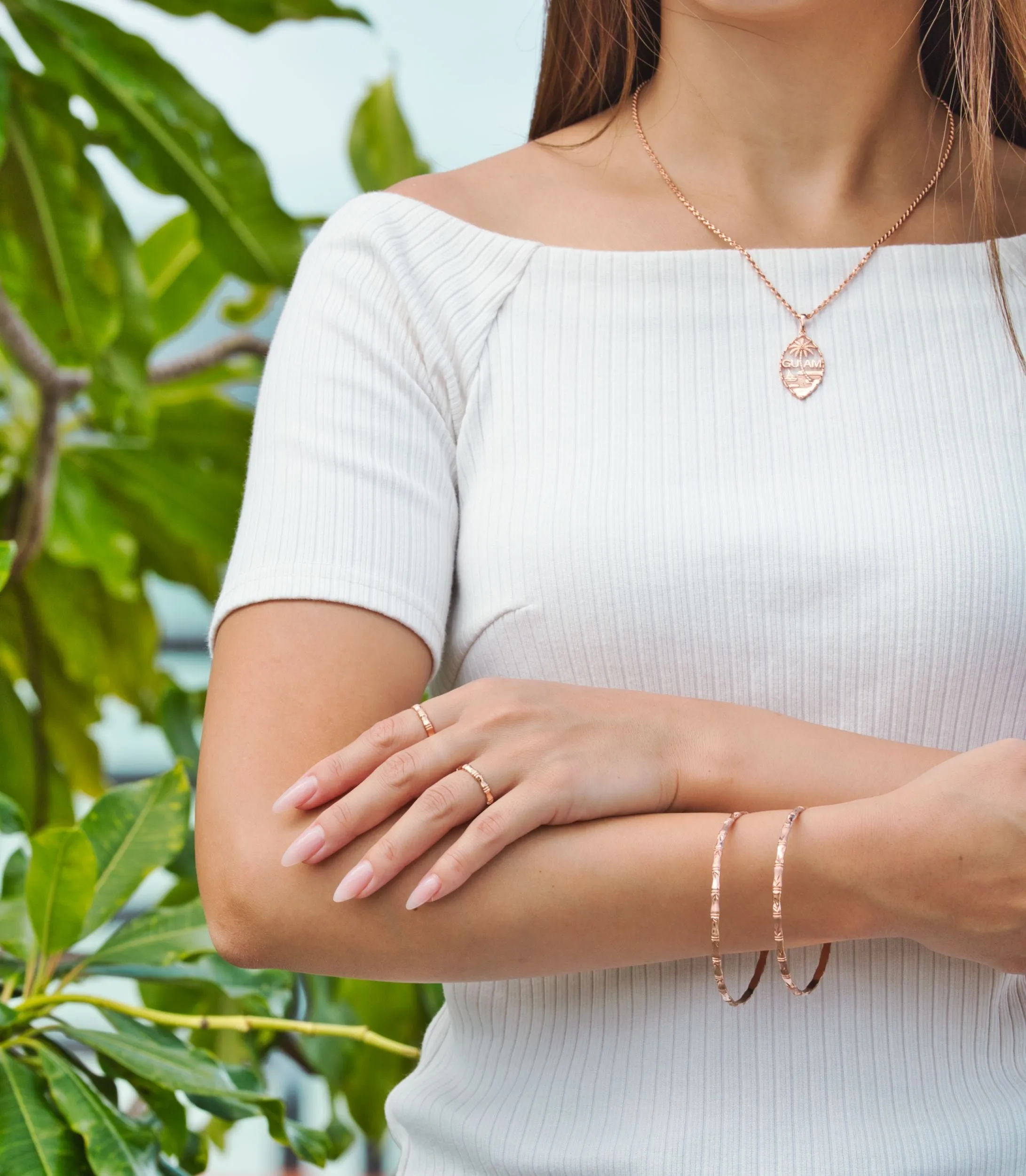 14K Rose Gold Guam Seal Bamboo Pendant VINCE