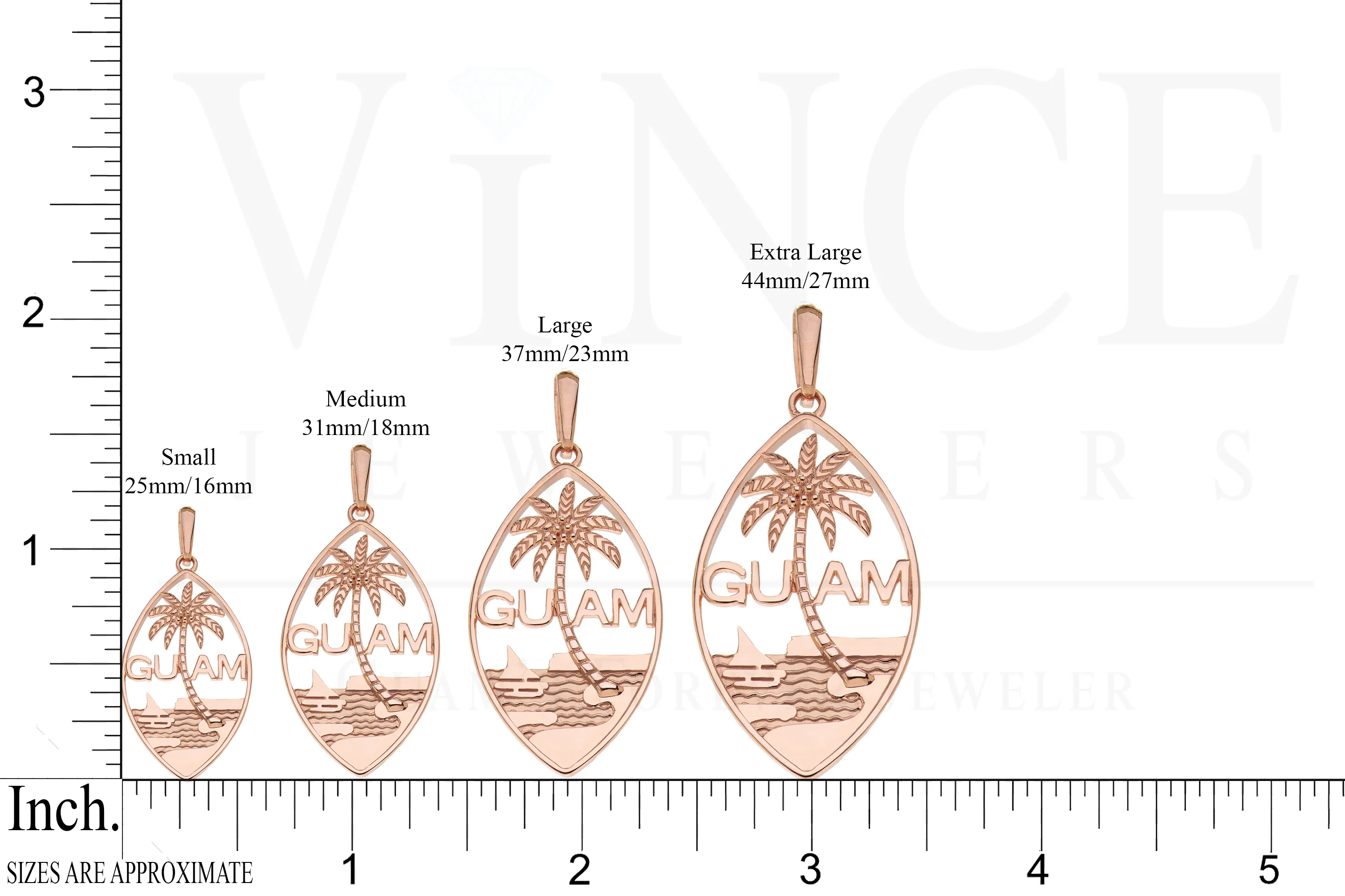 14K Rose Gold Guam Seal Plain Pendant VINCE