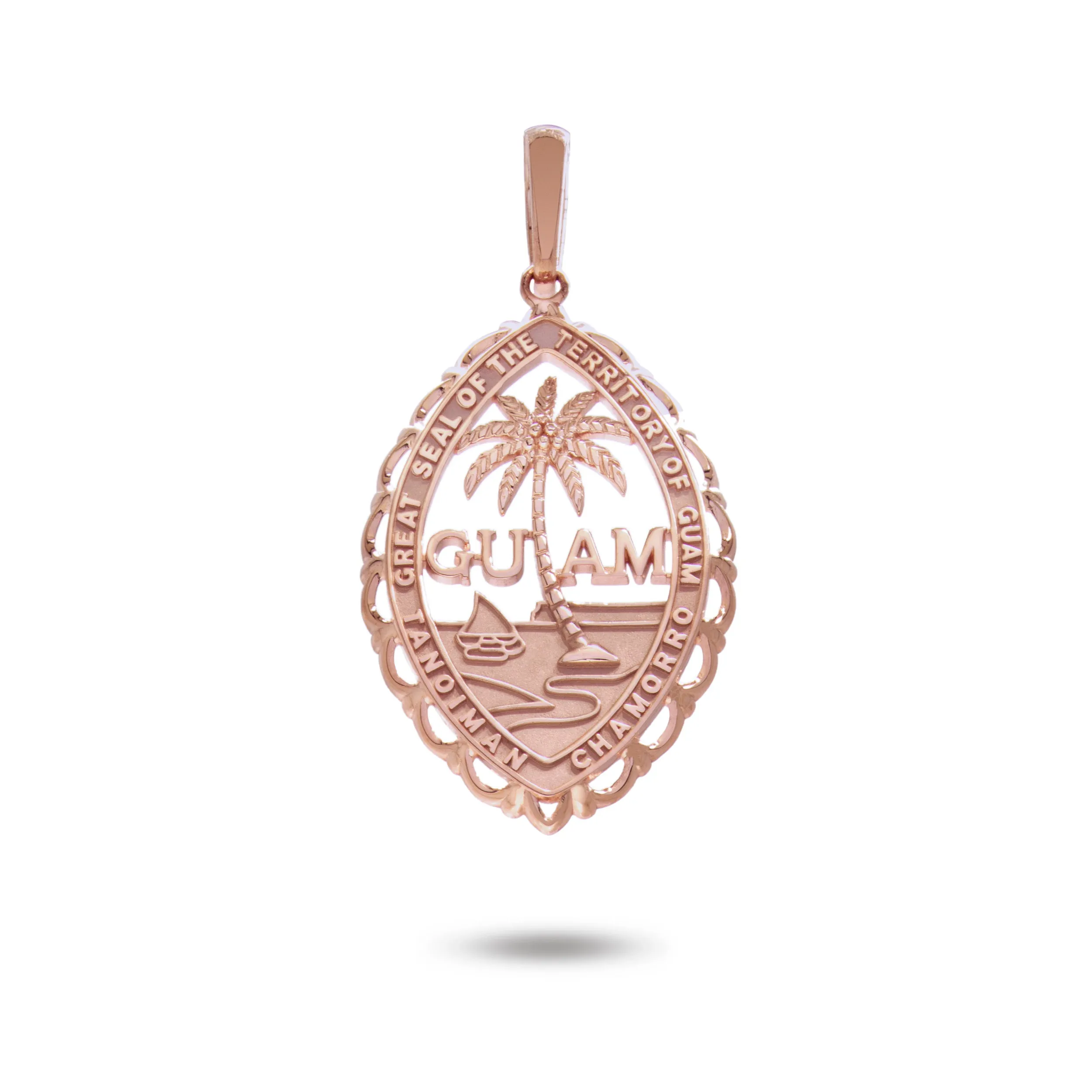 14K Rose Gold Guam Seal Territory Wave Pendant VINCE