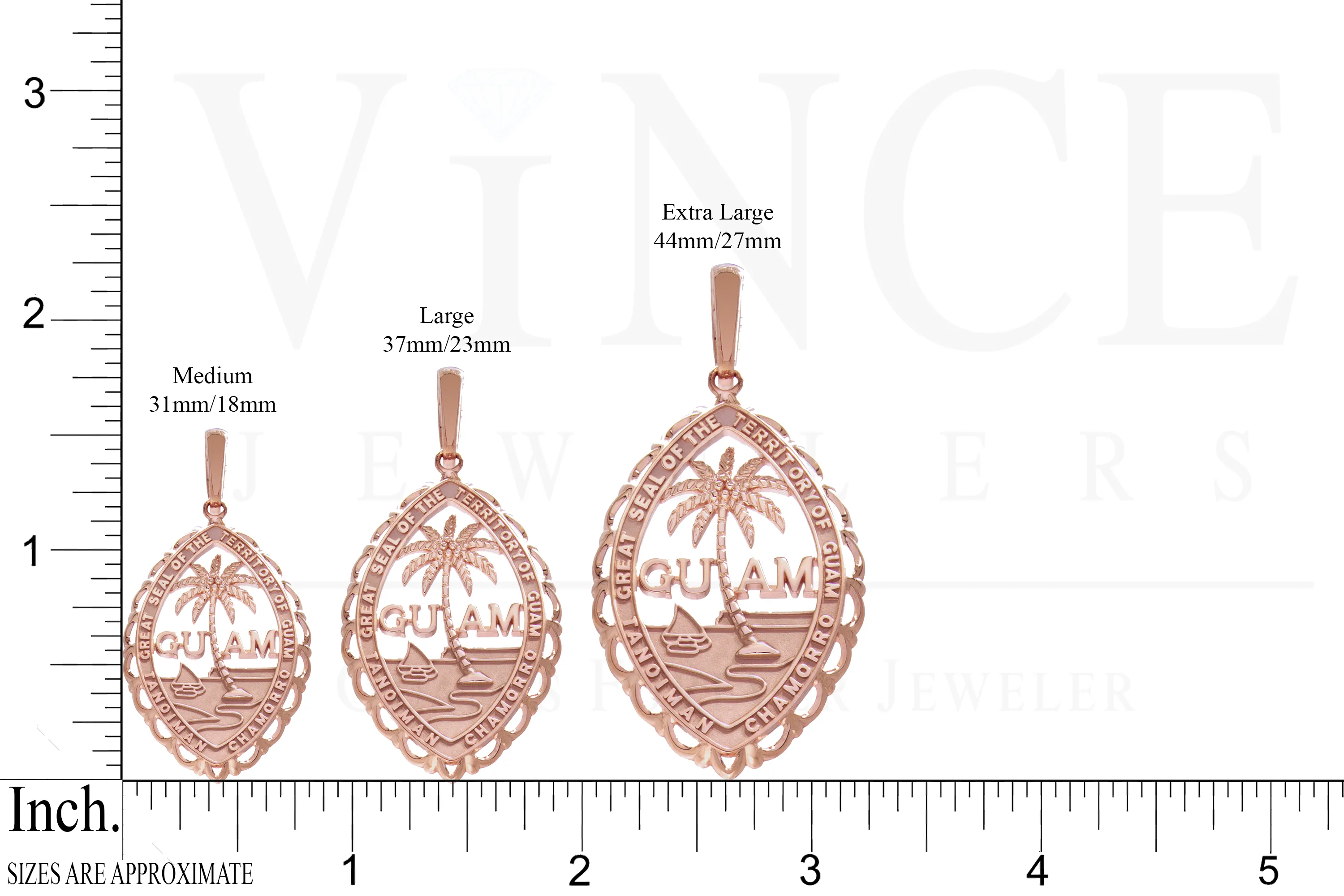 14K Rose Gold Guam Seal Territory Wave Pendant VINCE