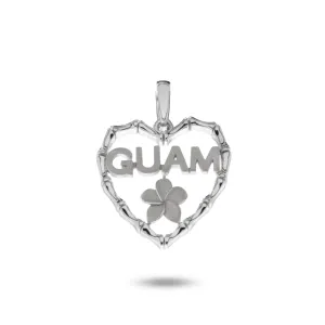14K White Gold Bamboo Guam Heart Pendant VINCE