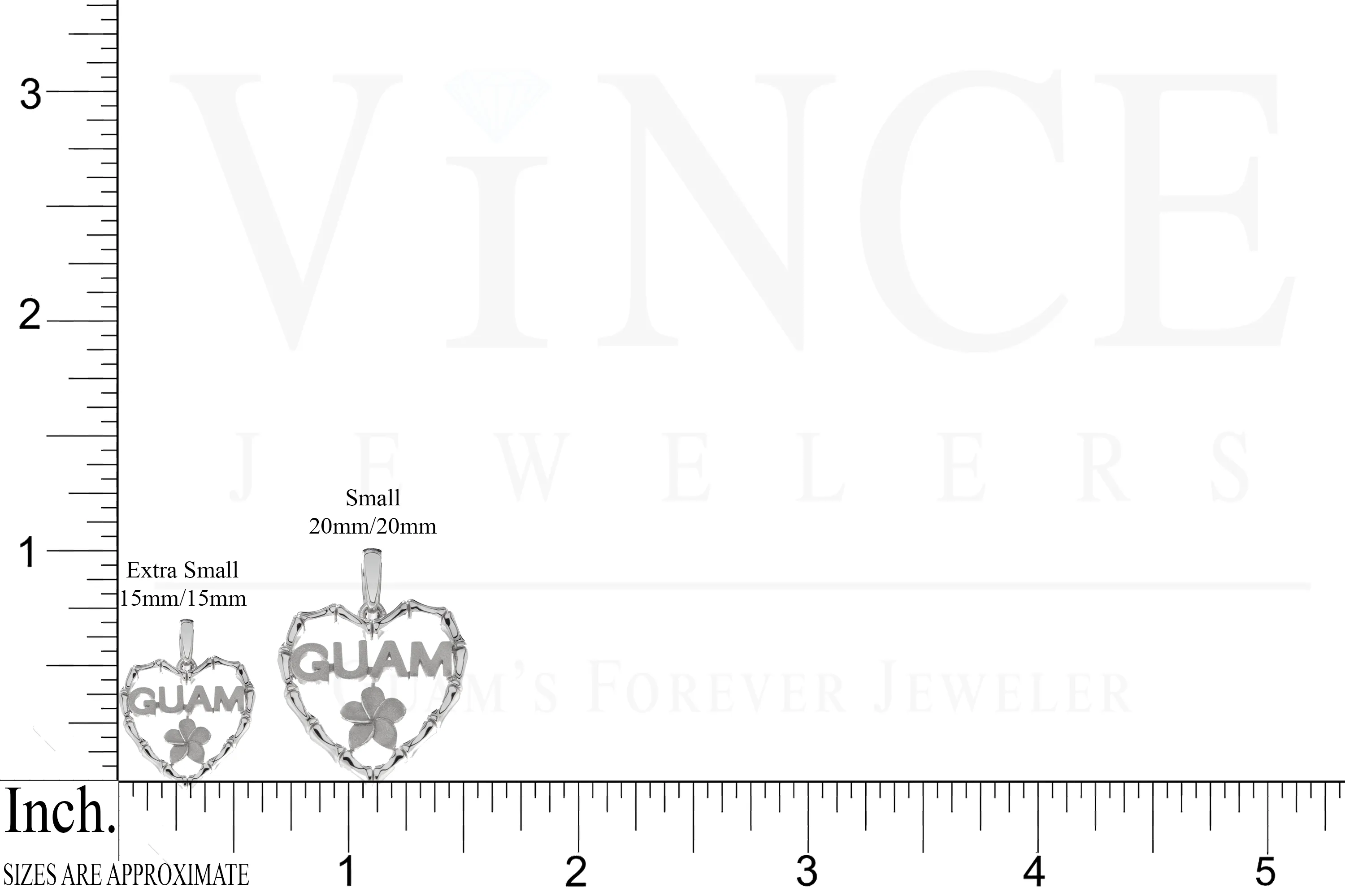 14K White Gold Bamboo Guam Heart Pendant VINCE