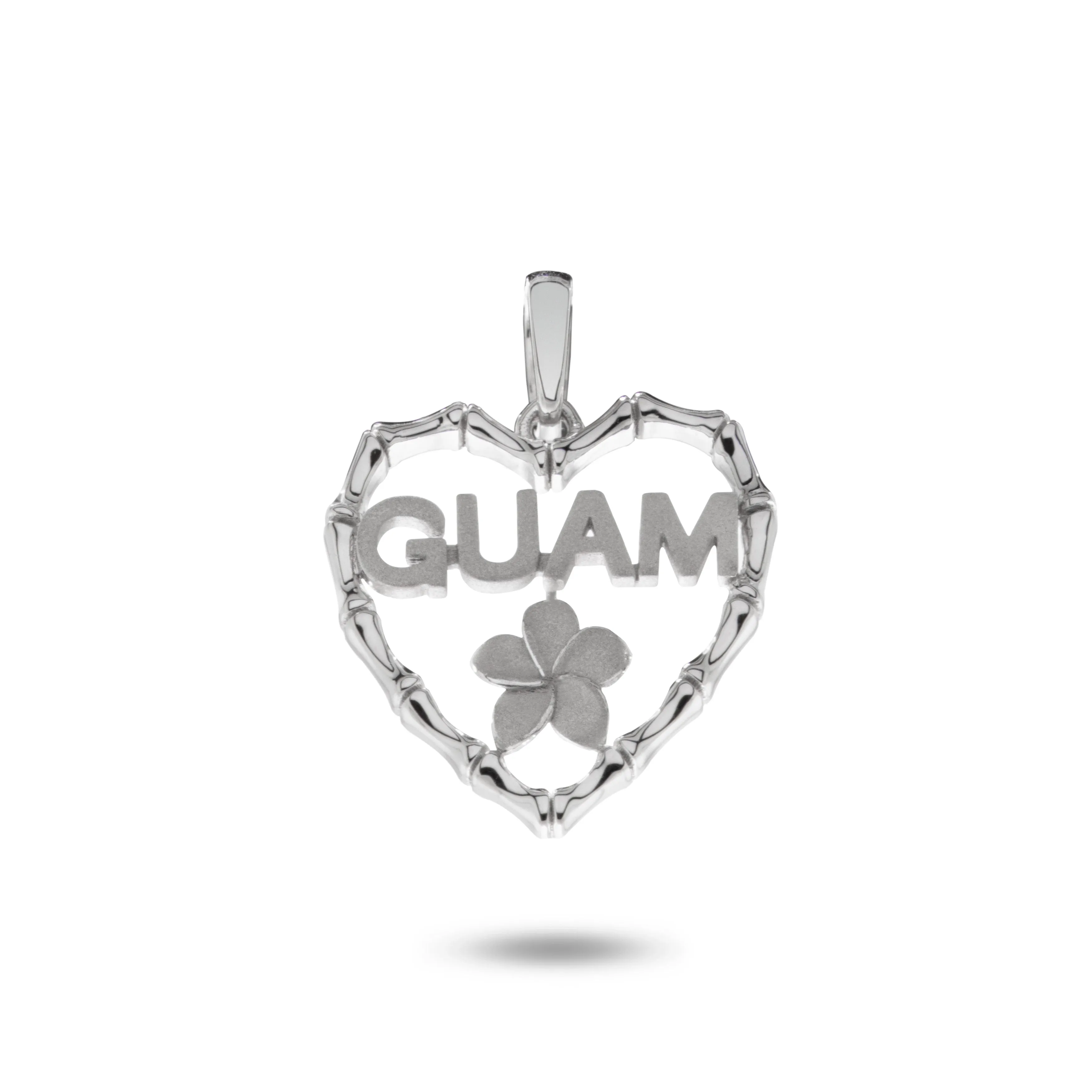 14K White Gold Bamboo Guam Heart Pendant VINCE