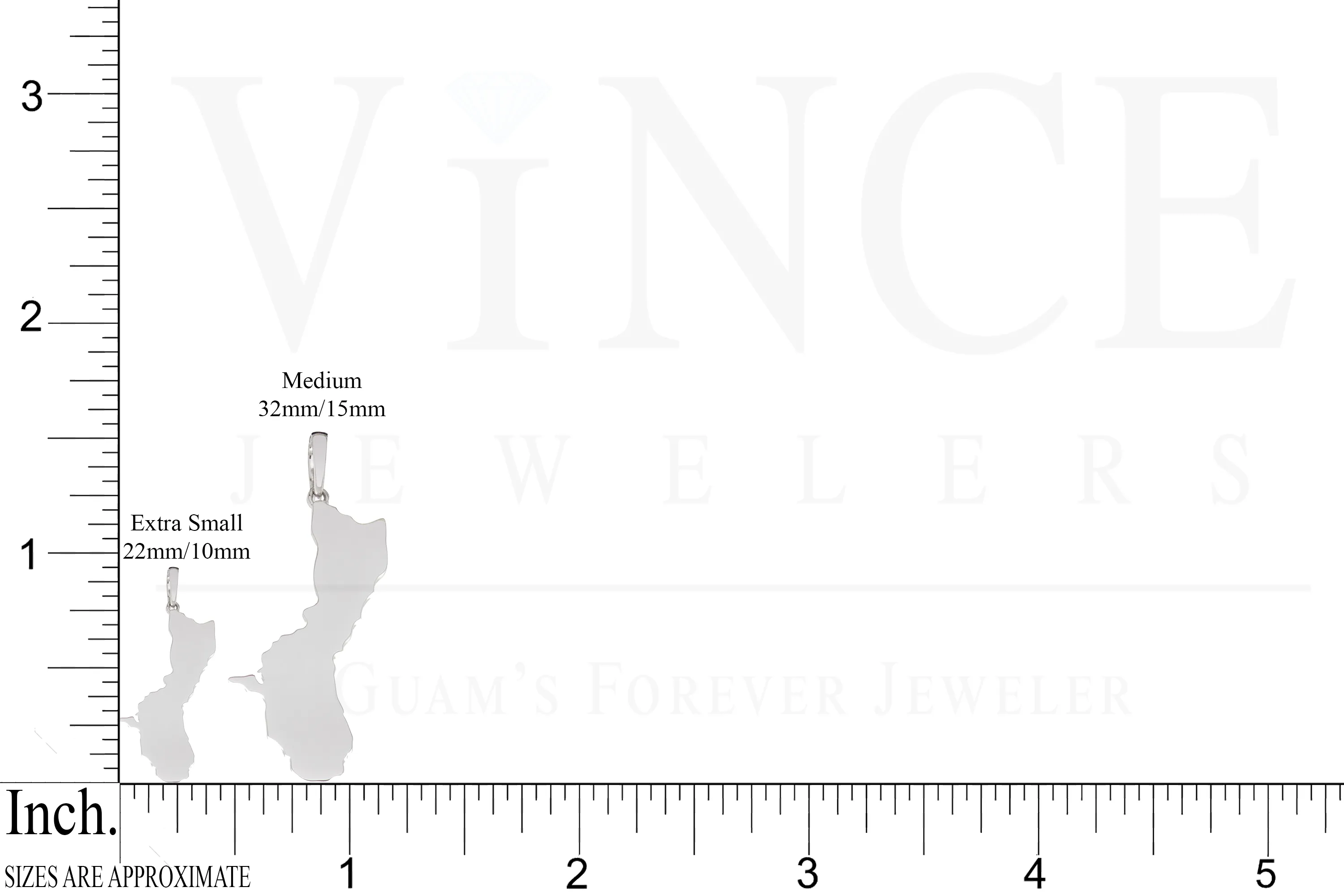 14K White Gold Guam Island Pendant VINCE