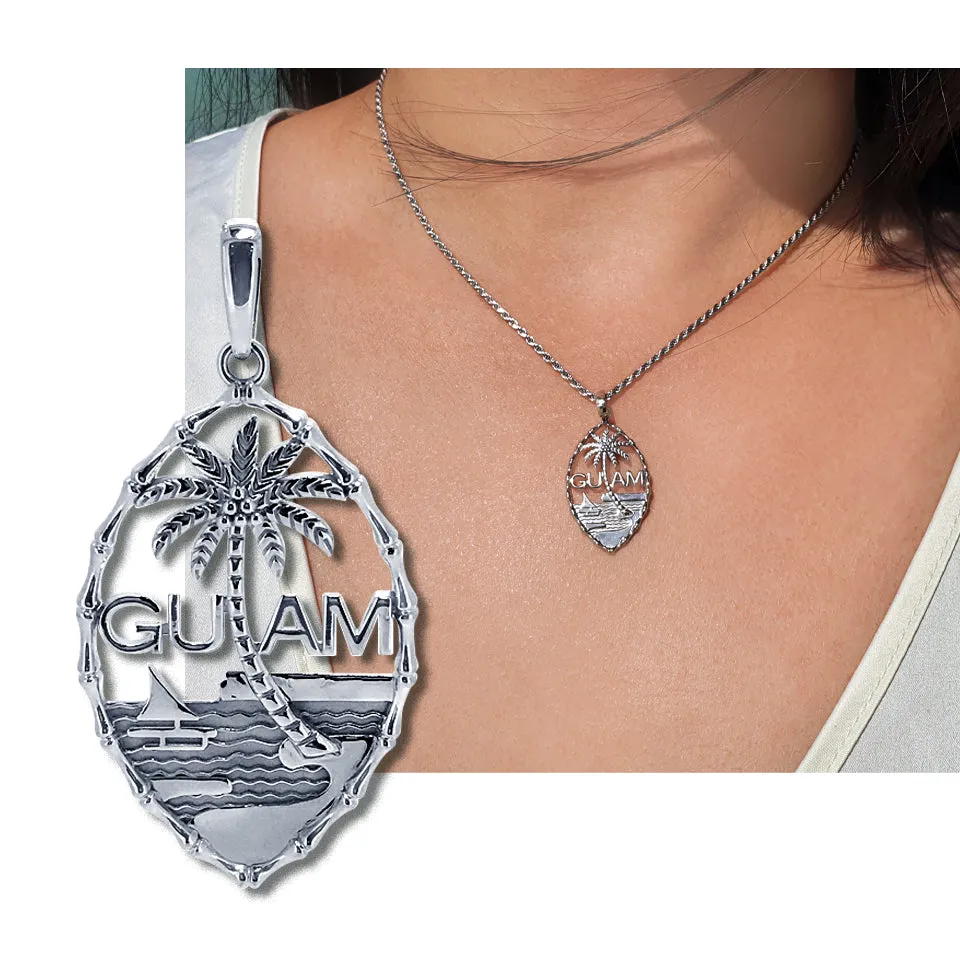 14K White Gold Guam Seal Bamboo Pendant VINCE