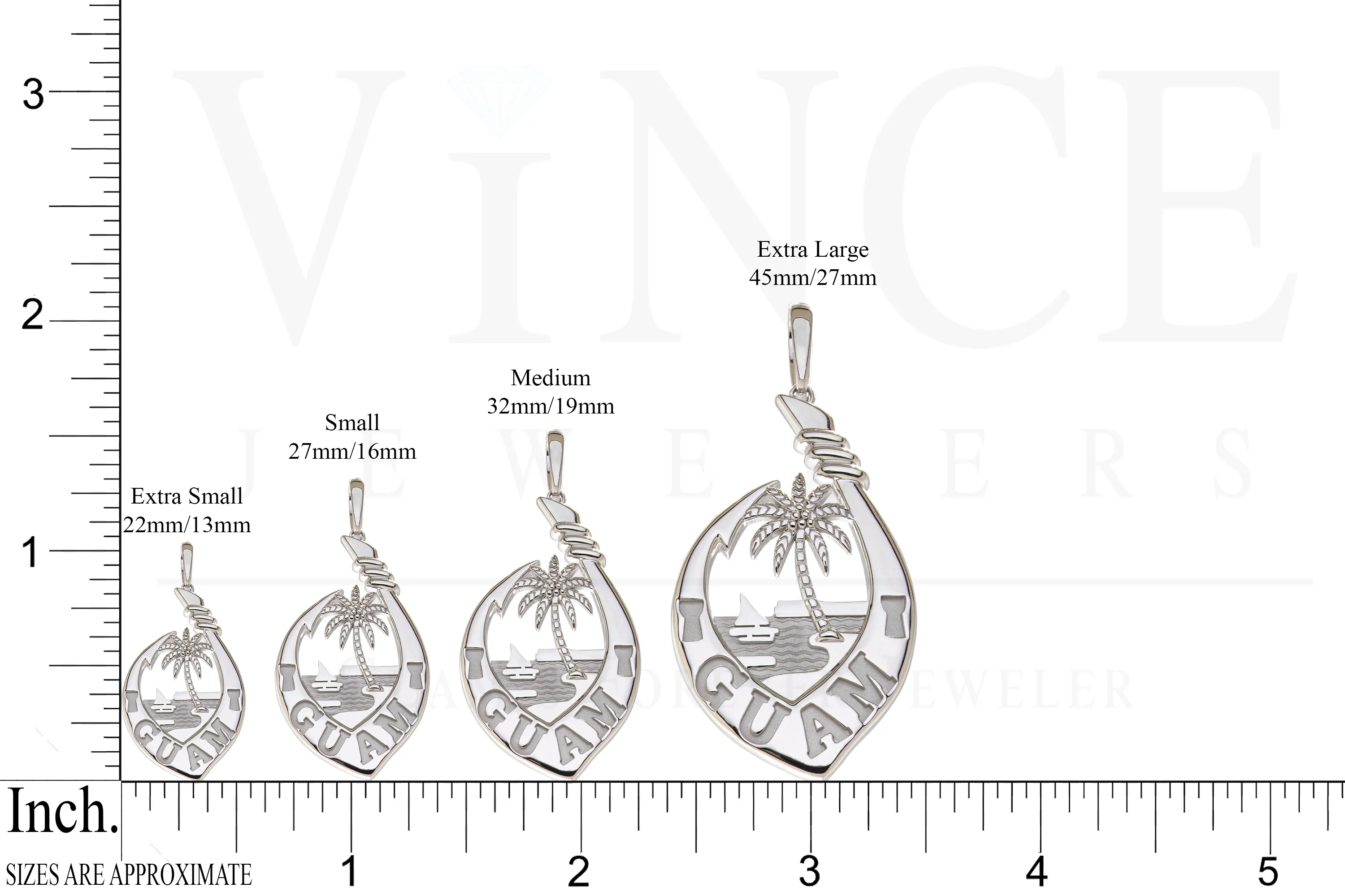 14K White Gold Guam Seal Fish Hook Pendant VINCE