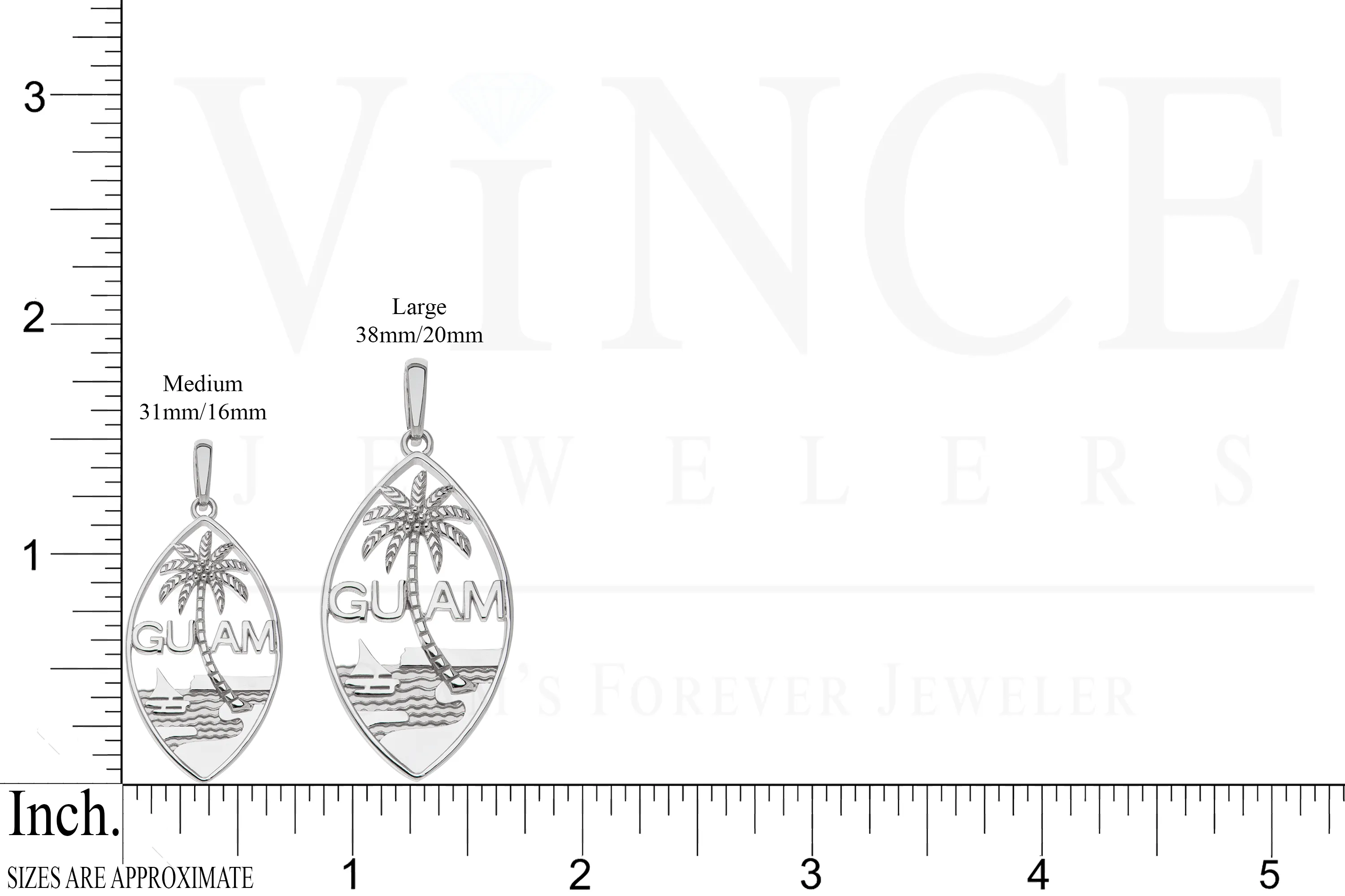 14K White Gold Guam Seal Plain Pendant VINCE
