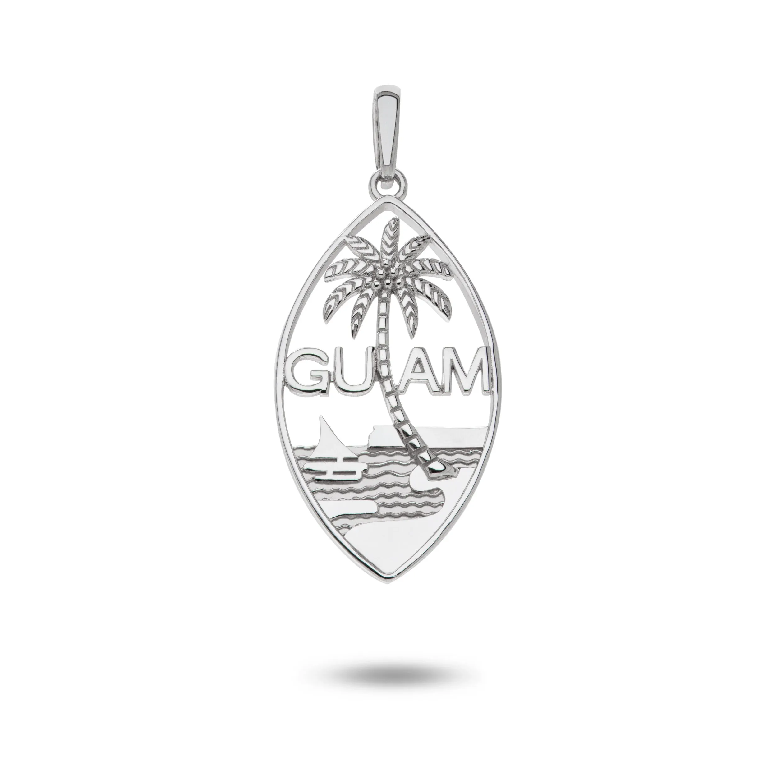 14K White Gold Guam Seal Plain Pendant VINCE