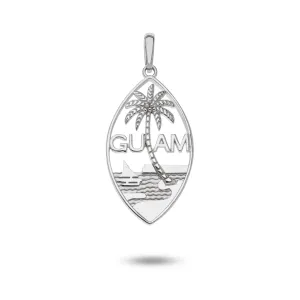 14K White Gold Guam Seal Plain Pendant VINCE