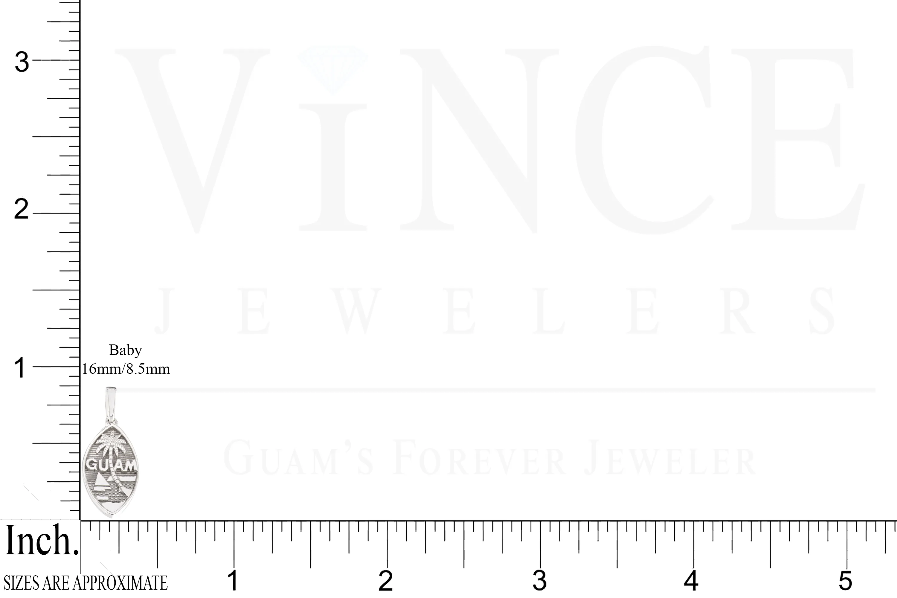 14K White Gold Guam Seal Solid Pendant VINCE