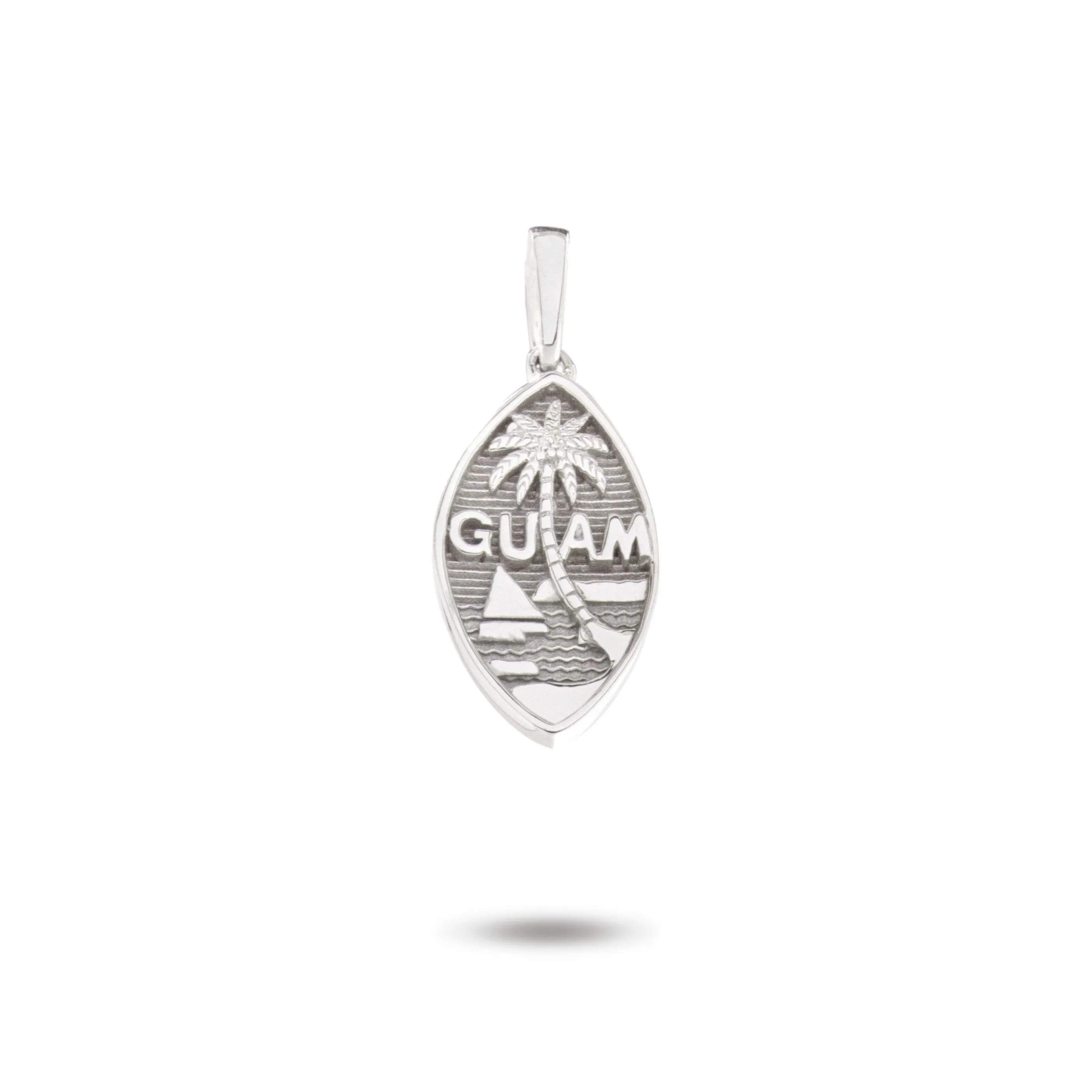 14K White Gold Guam Seal Solid Pendant VINCE