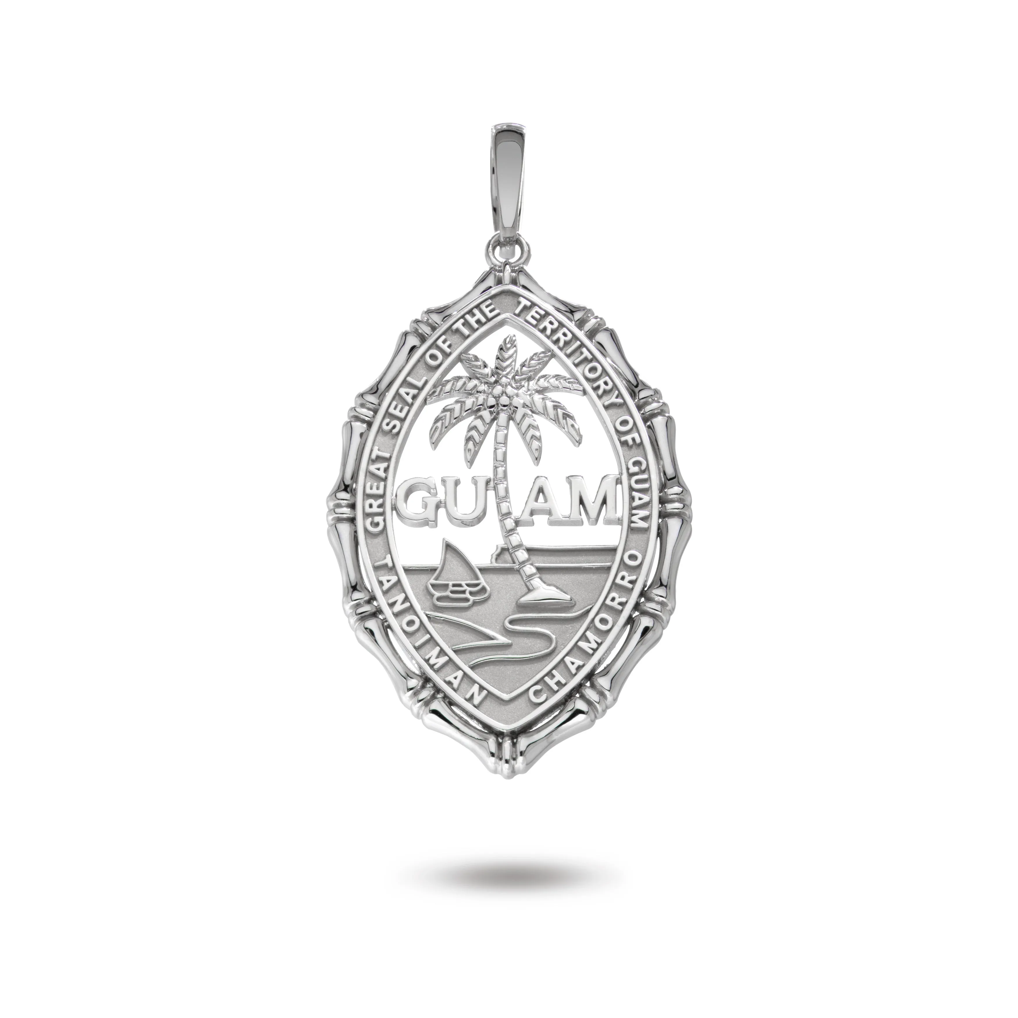 14K White Gold Guam Seal Territory Bamboo Pendant VINCE