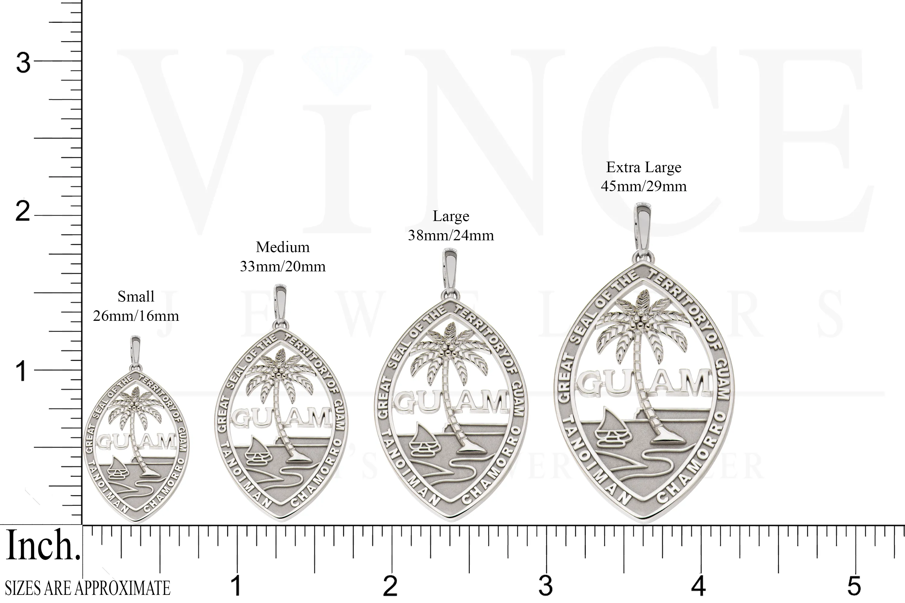 14K White Gold Guam Seal Territory Pendant VINCE