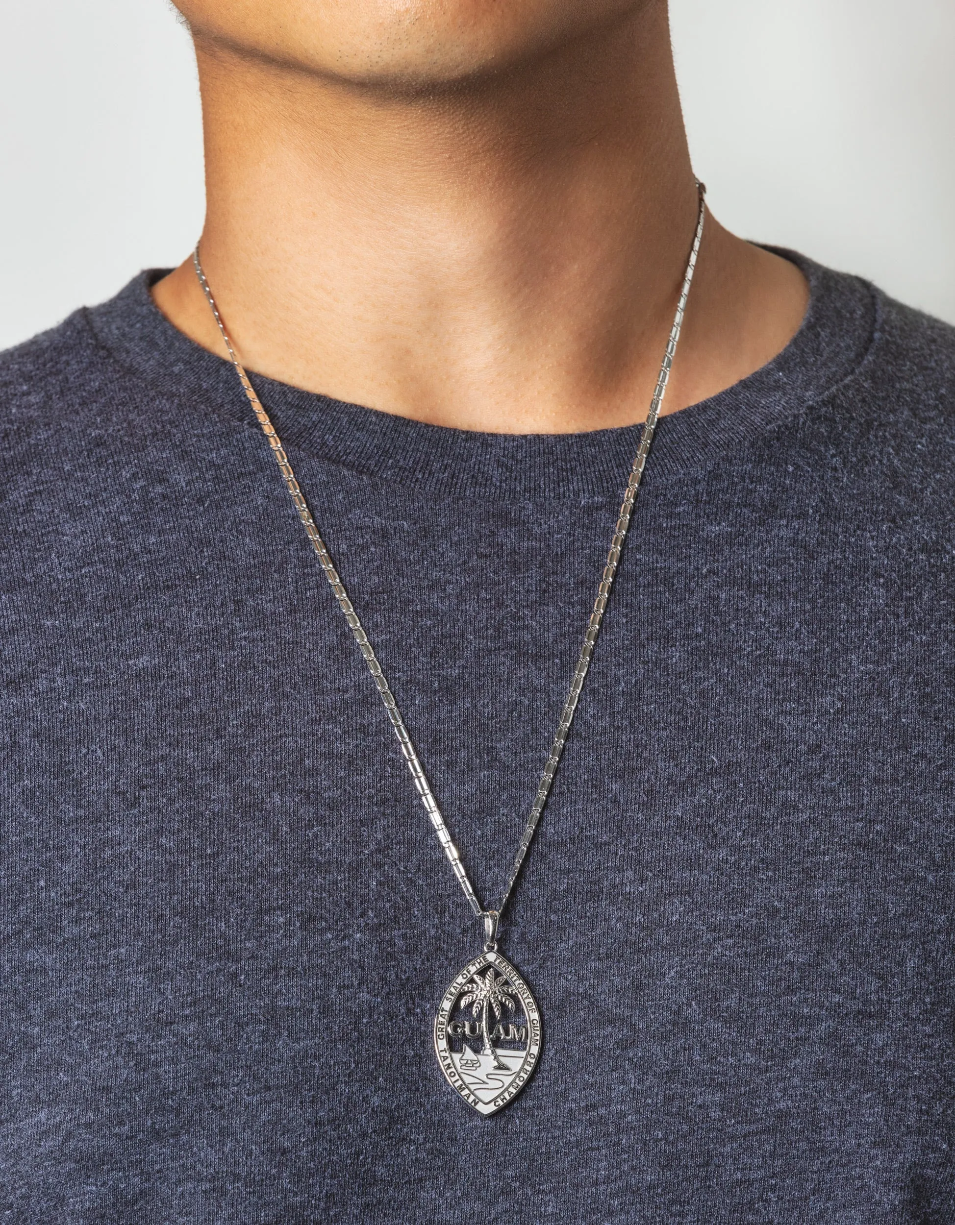 14K White Gold Guam Seal Territory Pendant VINCE