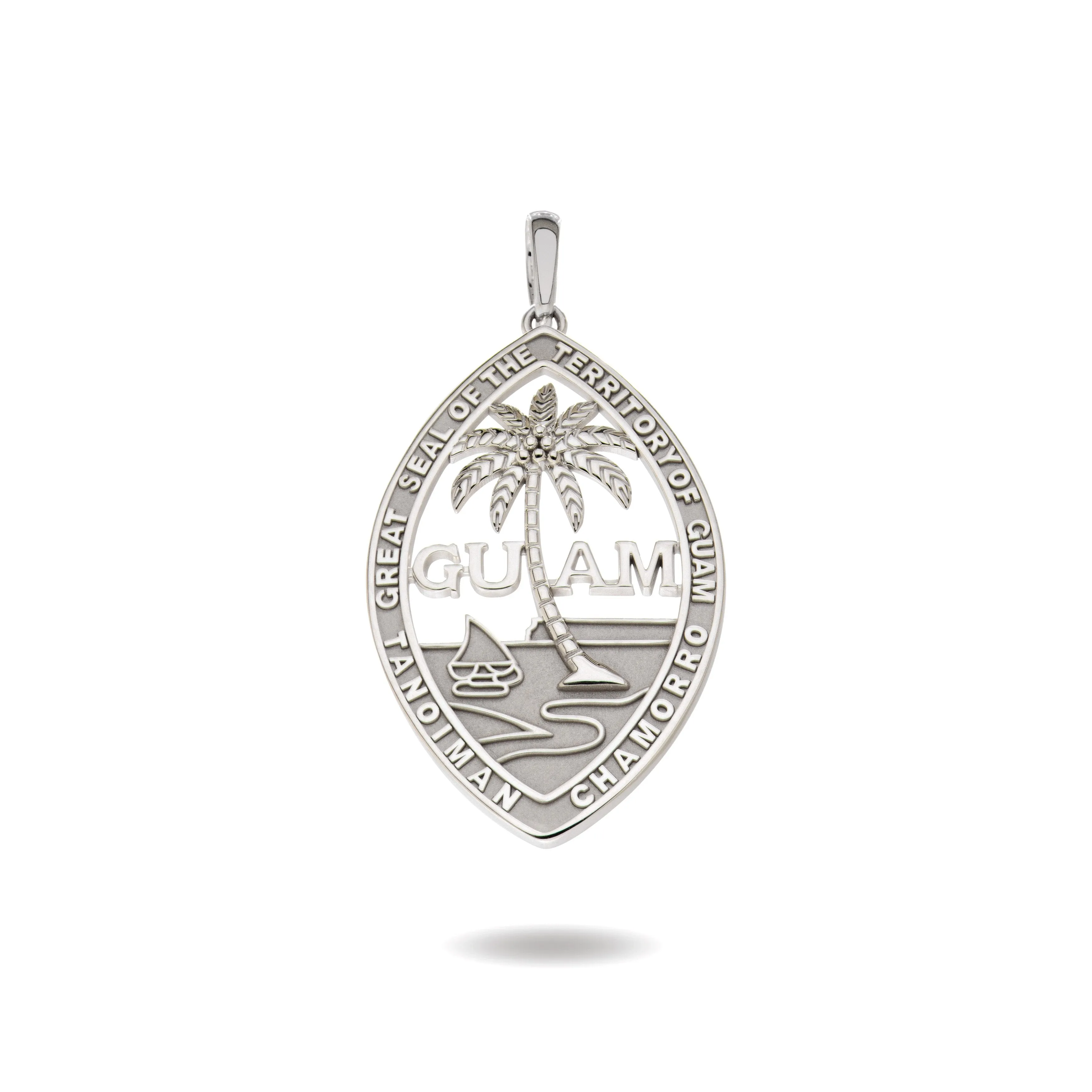 14K White Gold Guam Seal Territory Pendant VINCE