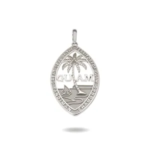 14K White Gold Guam Seal Territory Pendant VINCE