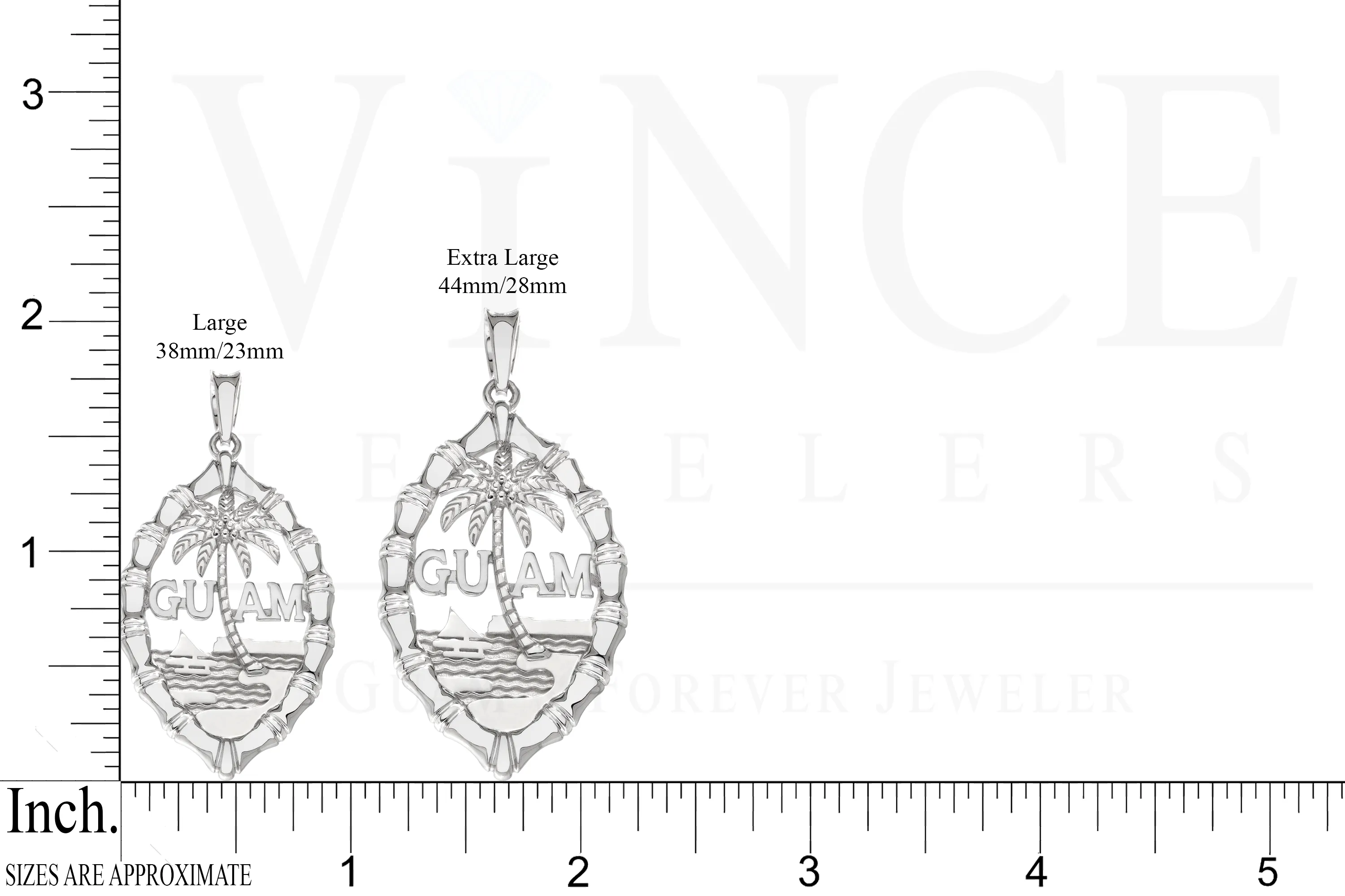 14K White Gold Guam Seal Thick Bamboo Pendant VINCE