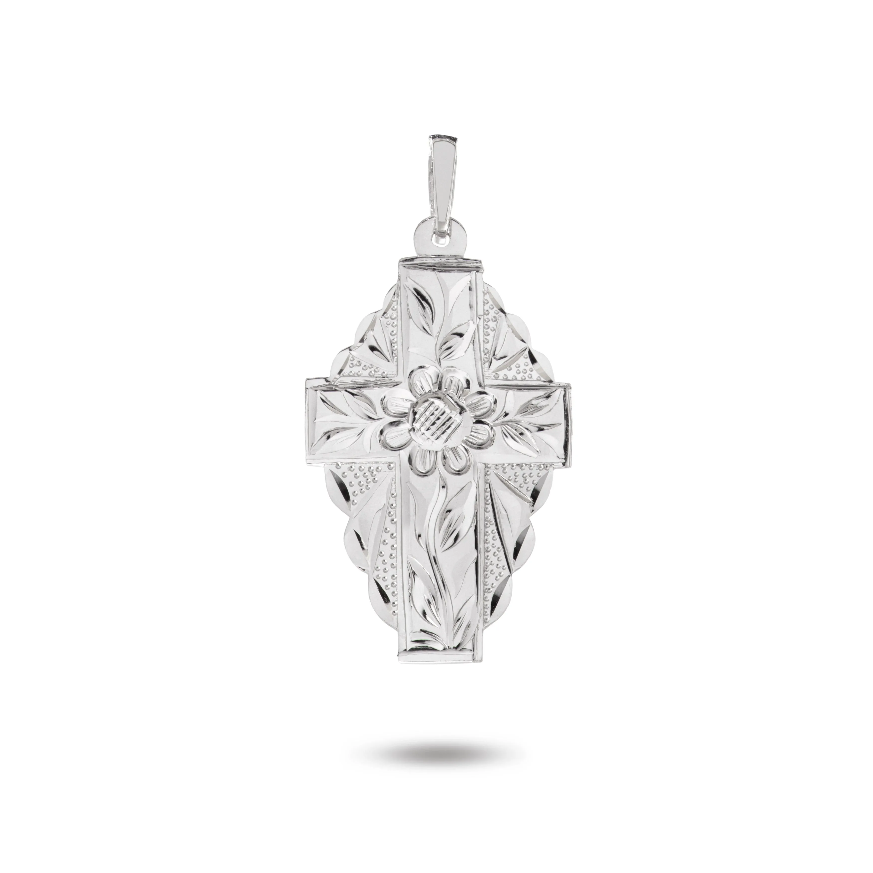 14K White Gold Spanish Cross Flower Pendant VINCE