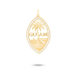 14K Yellow Gold Diamond Guam Seal Pendant VINCE