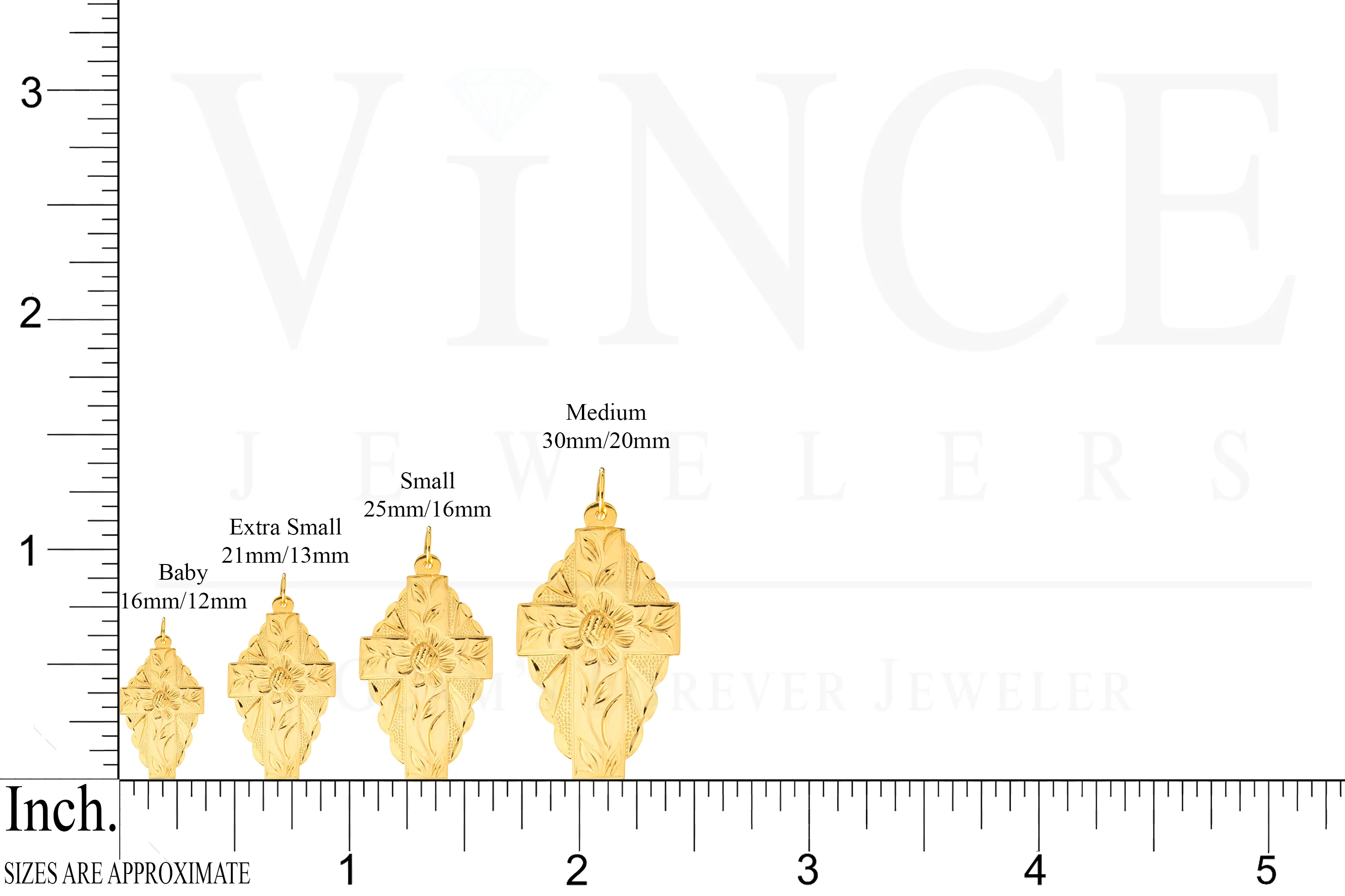 14K Yellow Gold Flower Spanish Cross Pendant VINCE