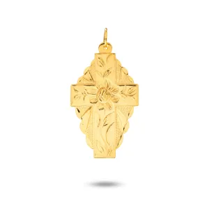 14K Yellow Gold Flower Spanish Cross Pendant VINCE