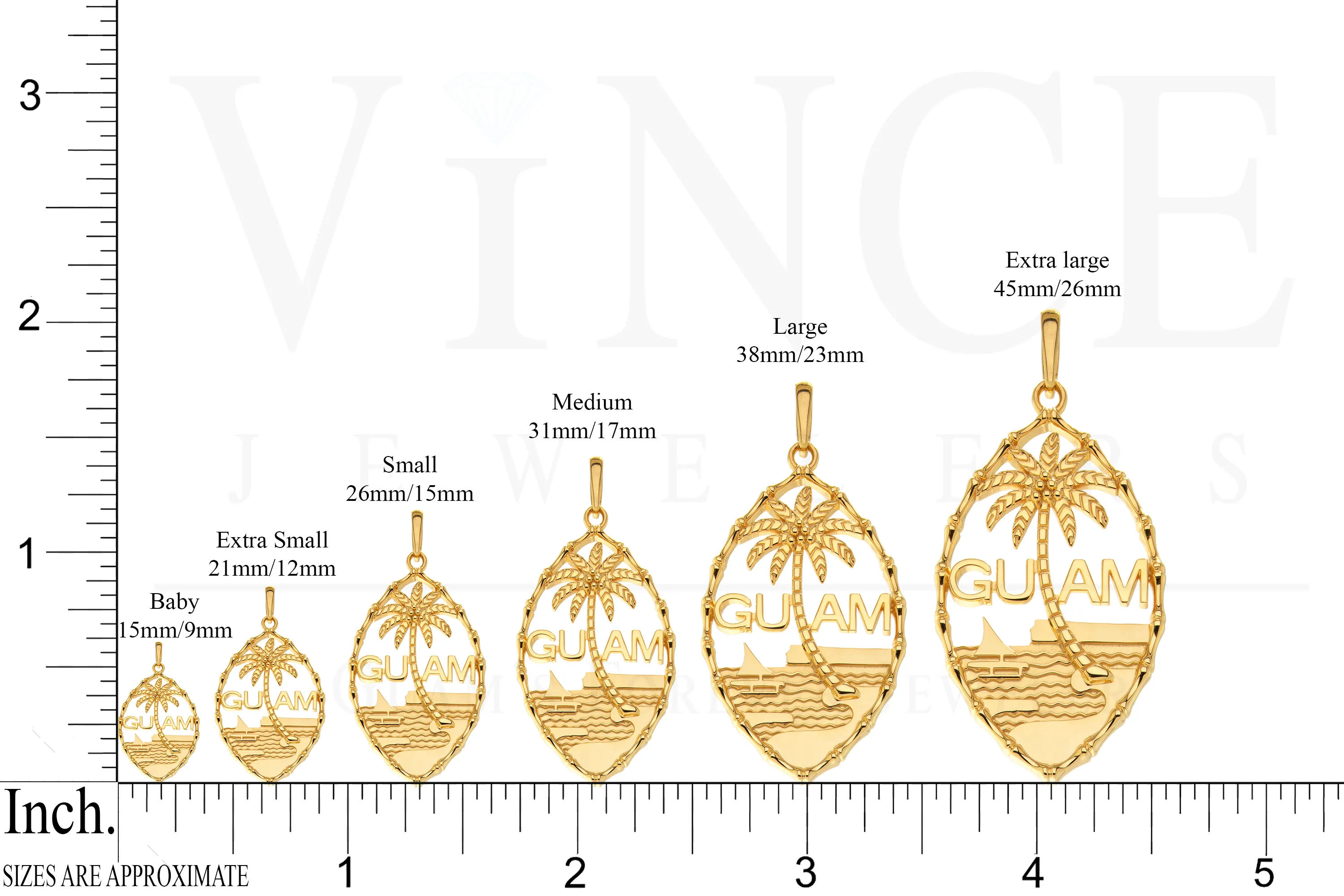 14K Yellow Gold Guam Seal Bamboo Pendant VINCE