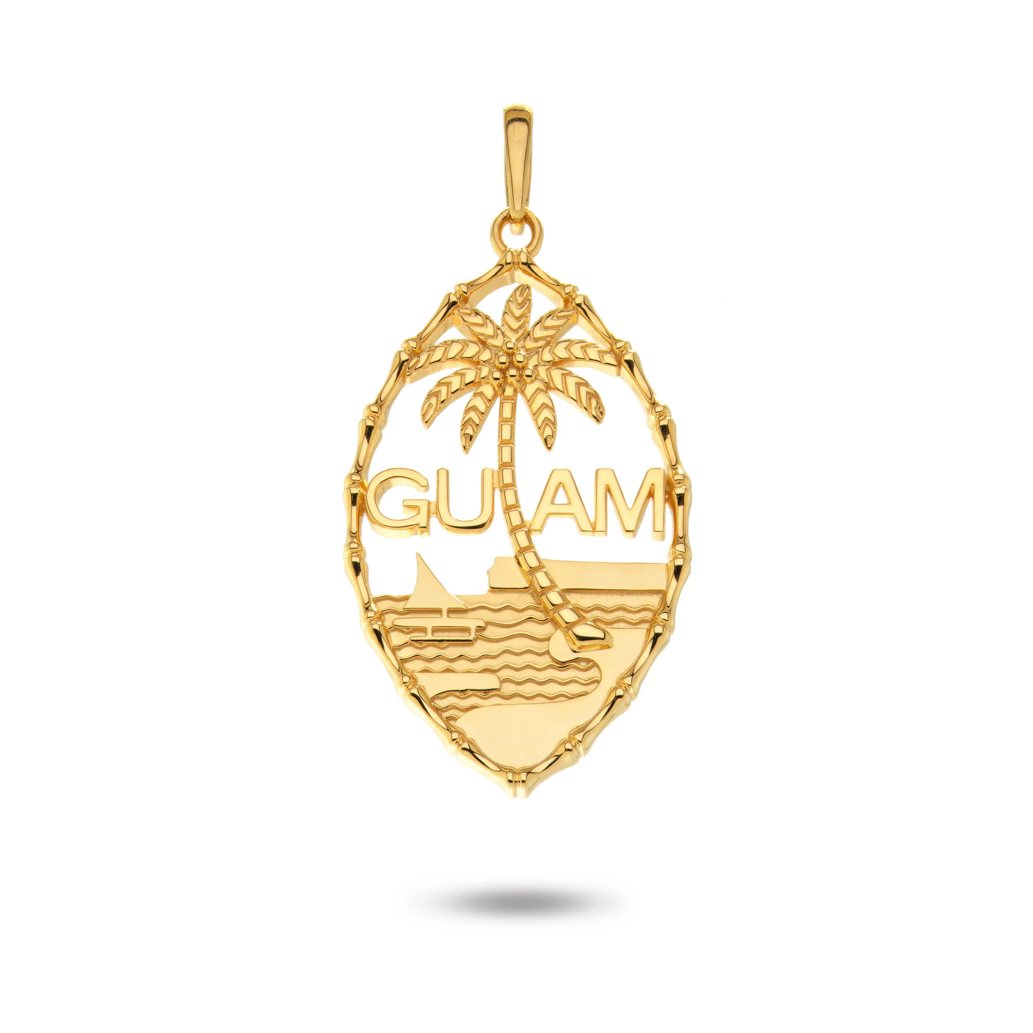 14K Yellow Gold Guam Seal Bamboo Pendant VINCE