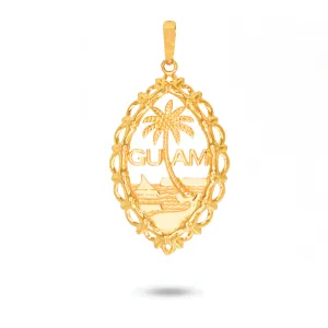 14K Yellow Gold Guam Seal Bamboo Wave Pendant VINCE