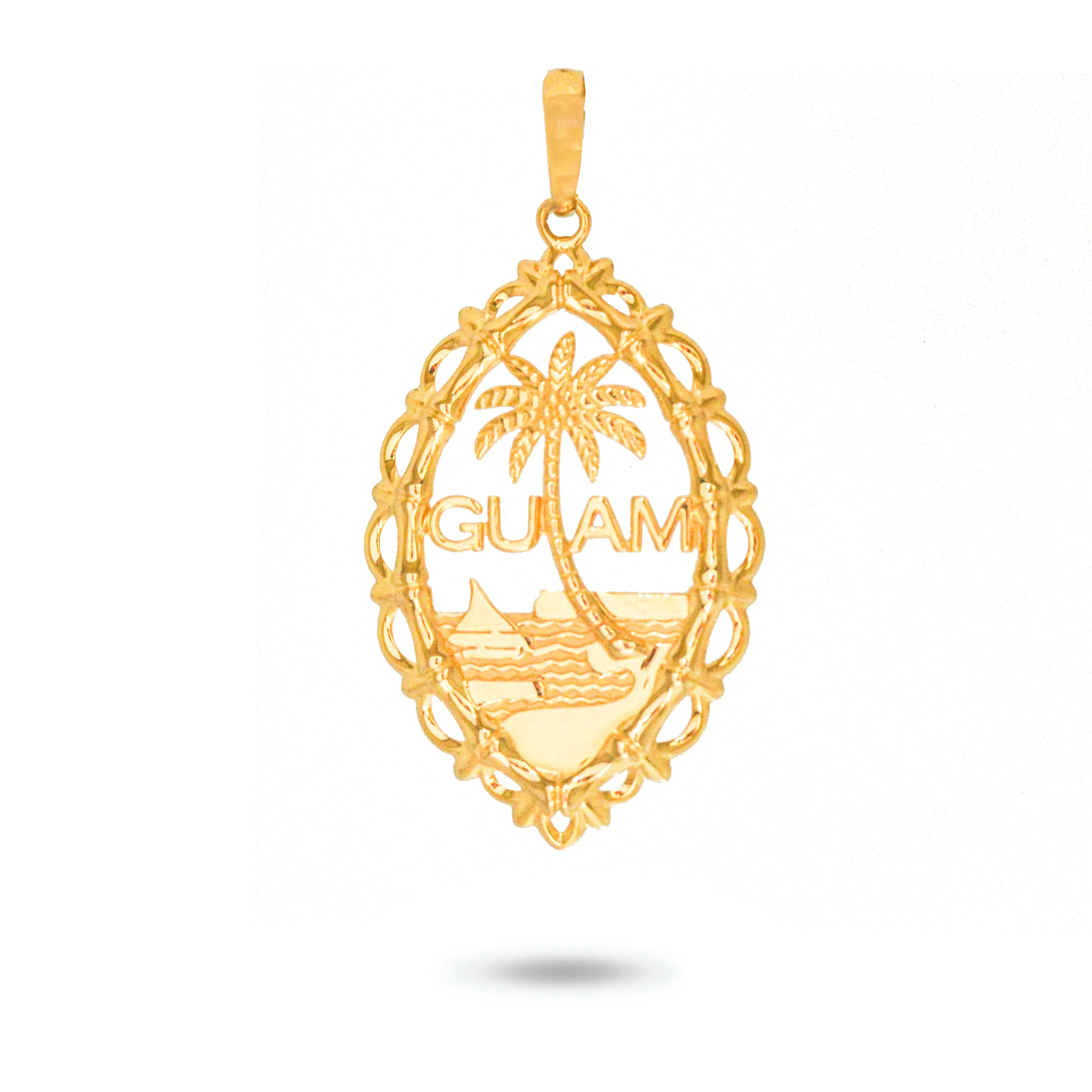 14K Yellow Gold Guam Seal Bamboo Wave Pendant VINCE