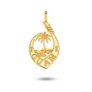 14K Yellow Gold Guam Seal Fish Hook Pendant VINCE