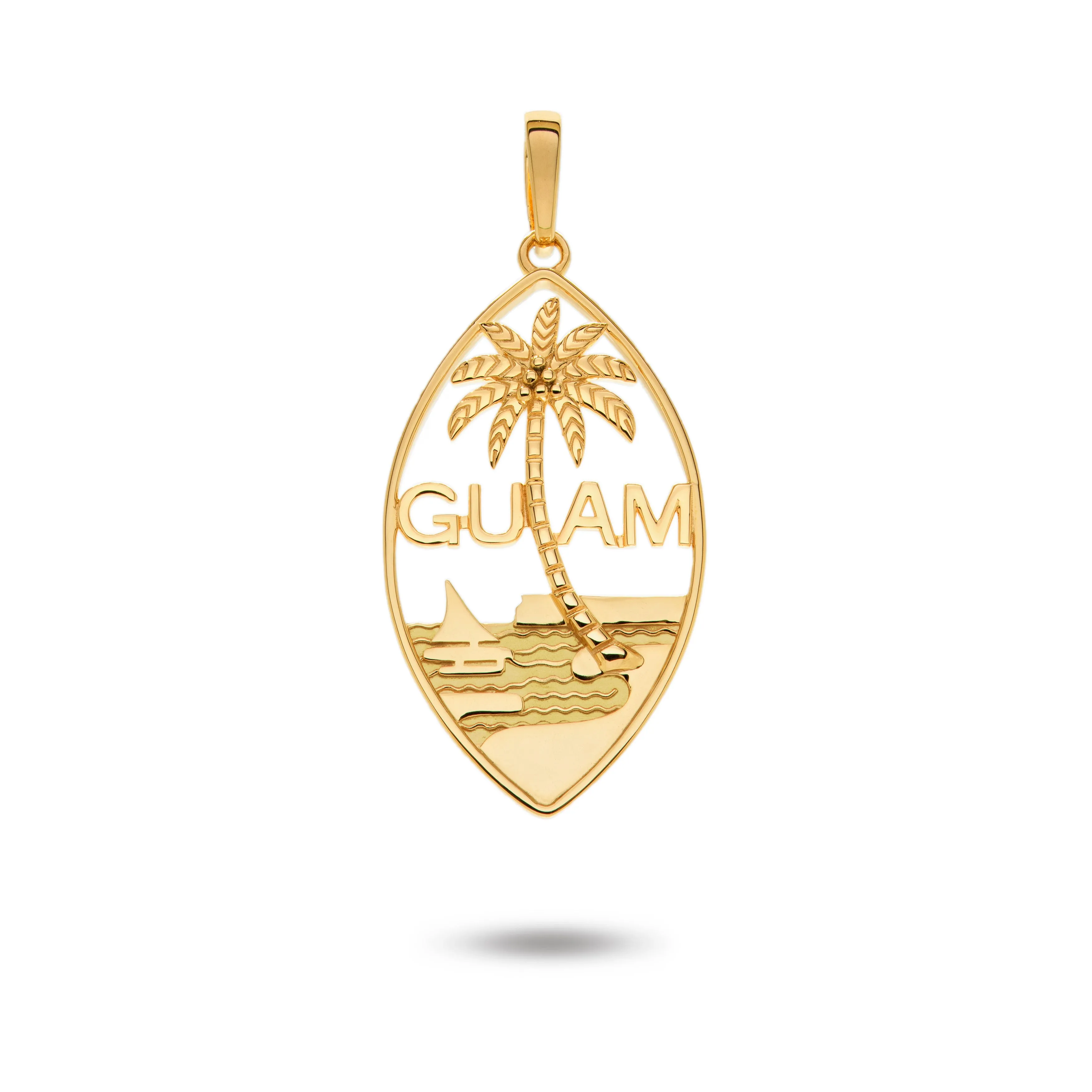 14K Yellow Gold Guam Seal Plain Pendant VINCE