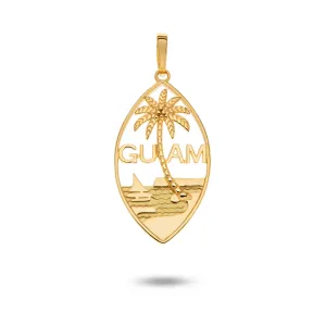 14K Yellow Gold Guam Seal Plain Pendant VINCE