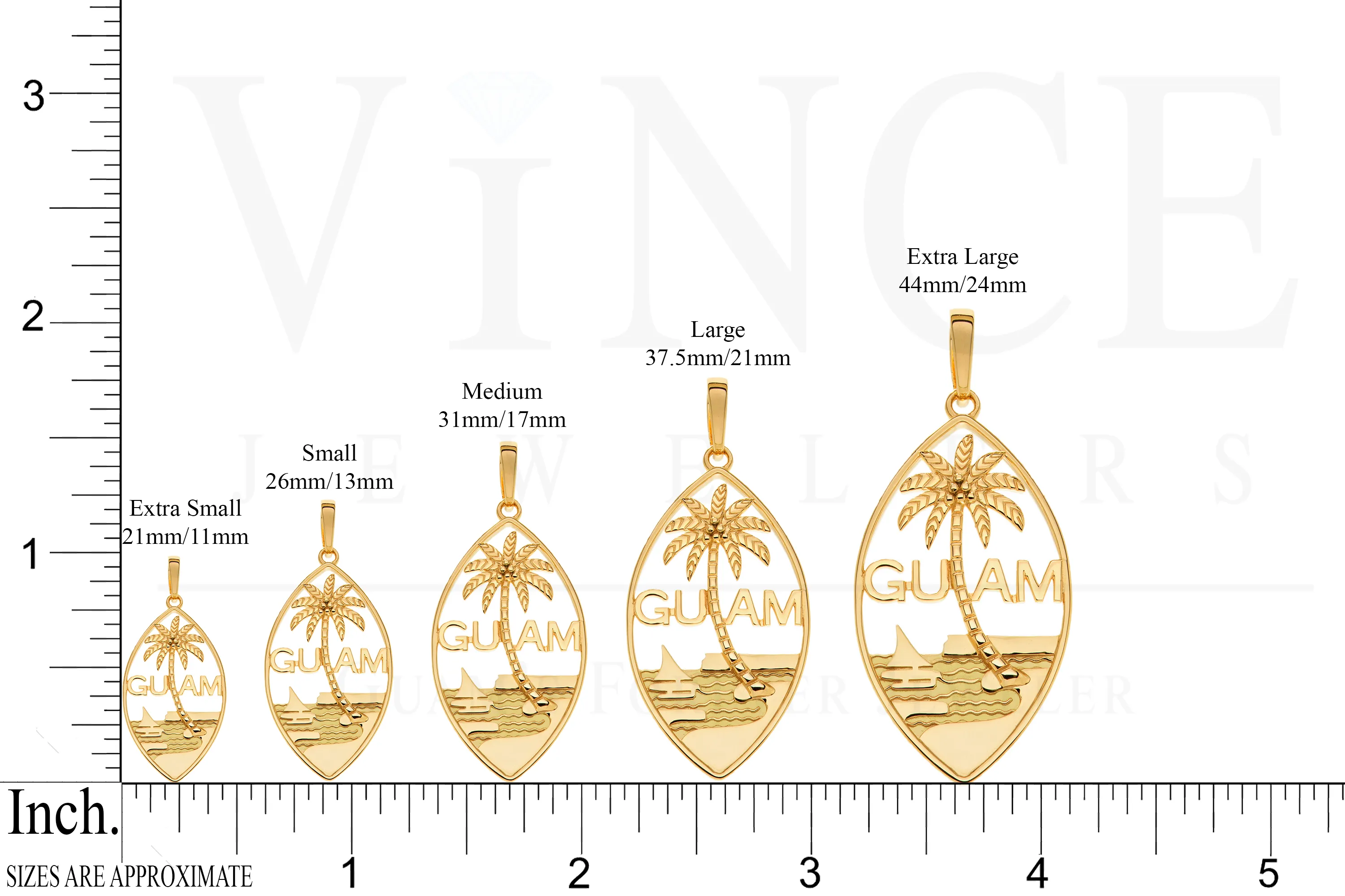 14K Yellow Gold Guam Seal Plain Pendant VINCE