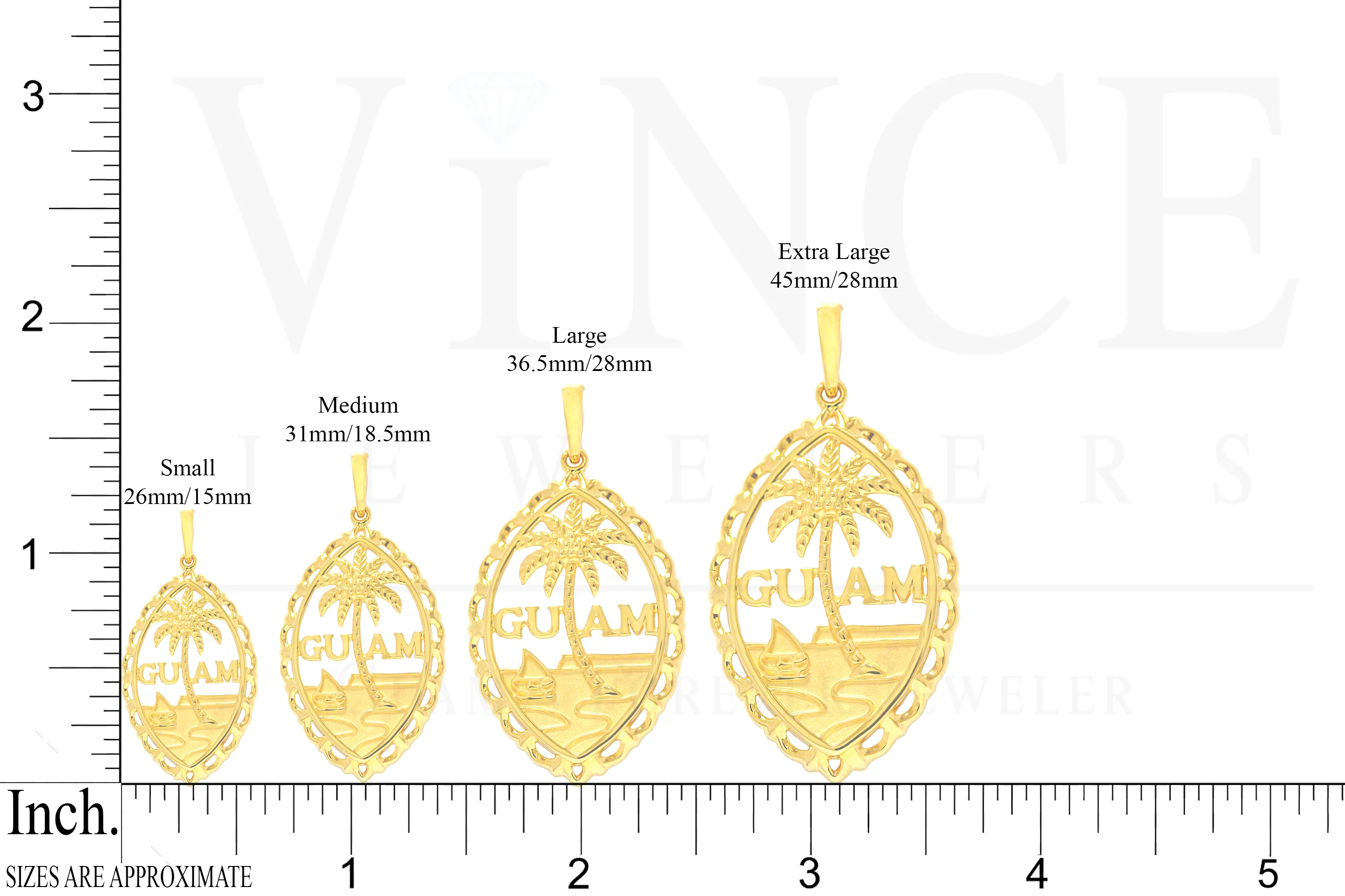 14K Yellow Gold Guam Seal Plain Wave Pendant VINCE