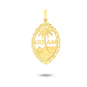 14K Yellow Gold Guam Seal Plain Wave Pendant VINCE