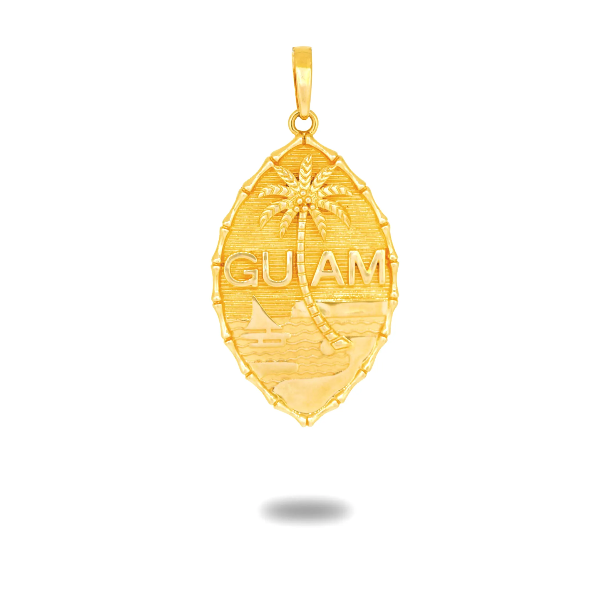 14K Yellow Gold Guam Seal Solid Bamboo Pendant VINCE