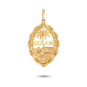 14K Yellow Gold Guam Seal Territory Bamboo Pendant VINCE