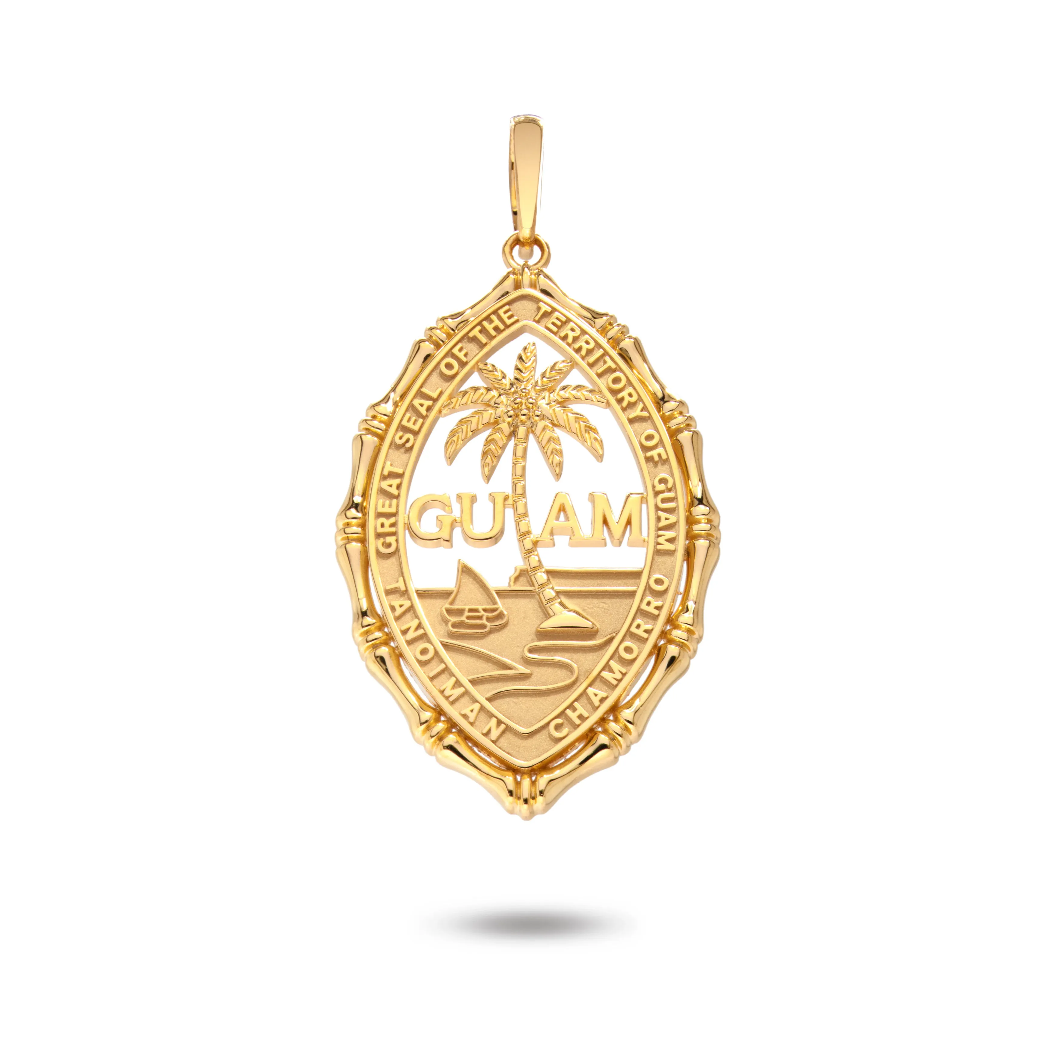 14K Yellow Gold Guam Seal Territory Bamboo Pendant VINCE