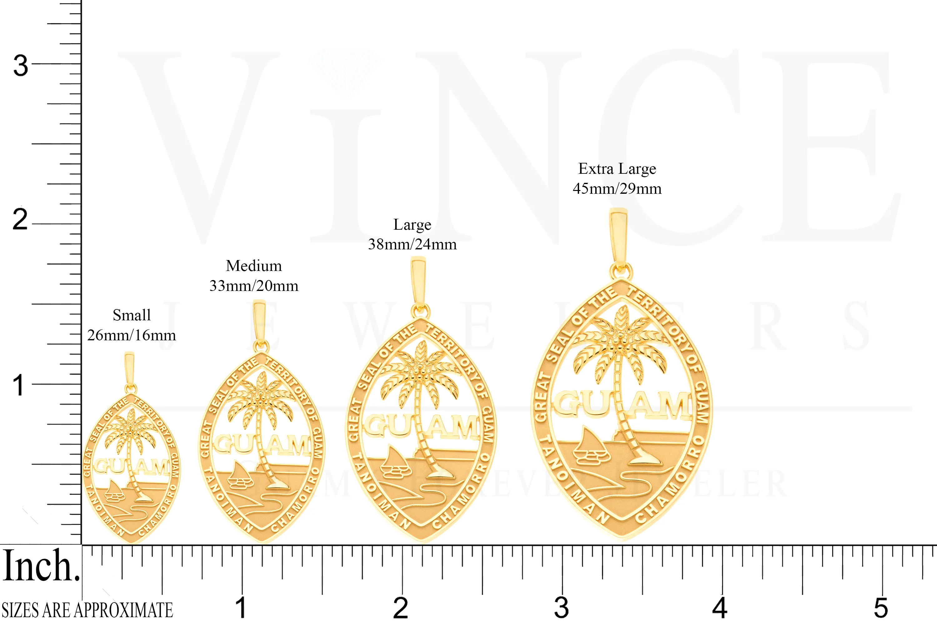 14K Yellow Gold Guam Seal Territory Pendant VINCE