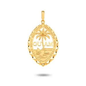 14K Yellow Gold Guam Seal Territory Wave Pendant VINCE