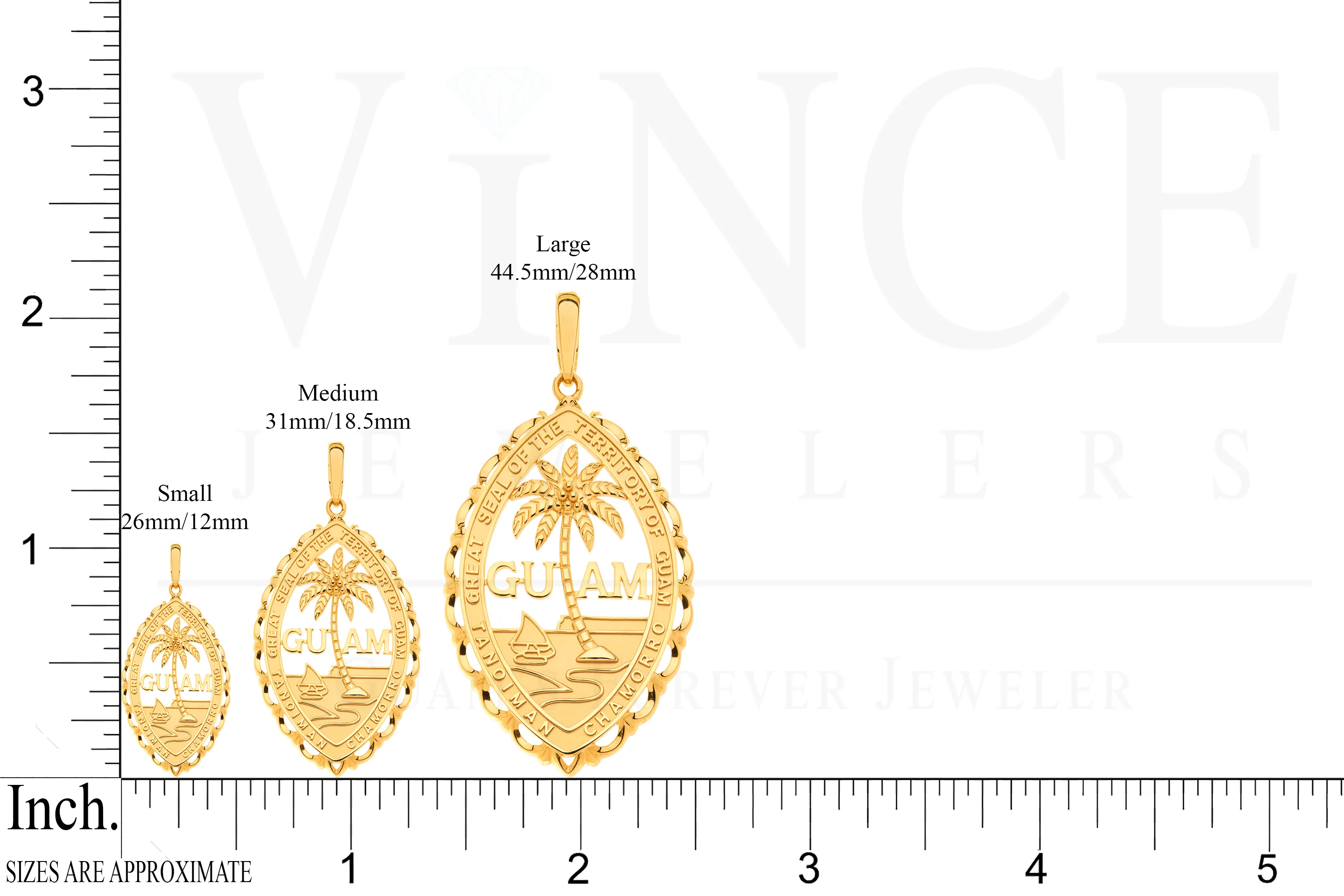 14K Yellow Gold Guam Seal Territory Wave Pendant VINCE