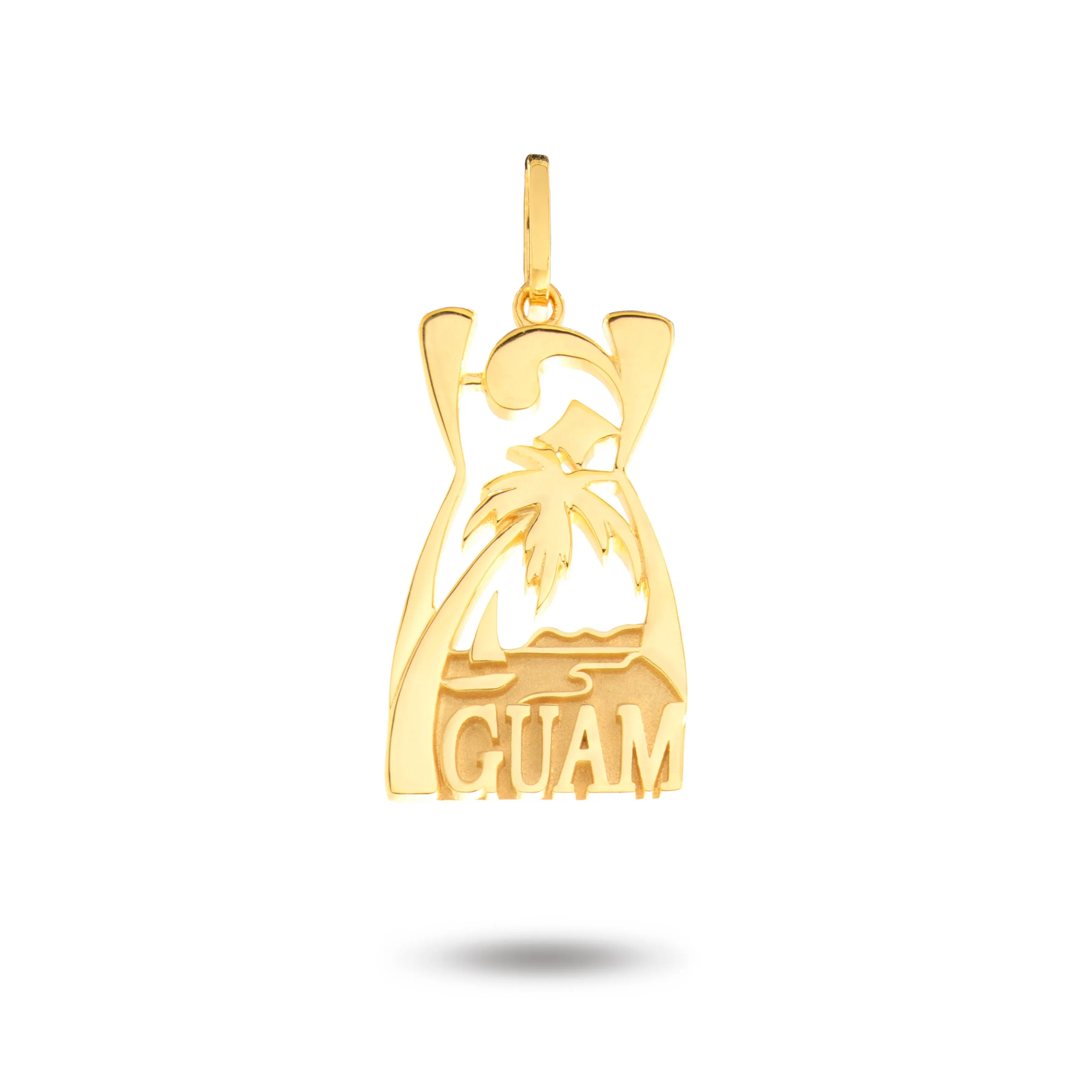 14K Yellow Gold Latte Stone Palm Tree Pendant VINCE