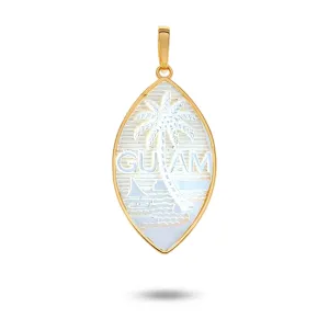 14K Yellow Gold Mother of Pearl Guam Seal Plain Pendant VINCE