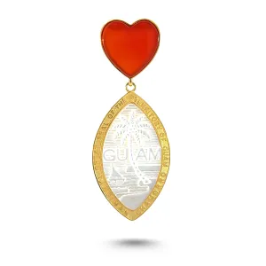 14K Yellow Gold Mother of Pearl Guam Seal with Heart Pendant VINCE