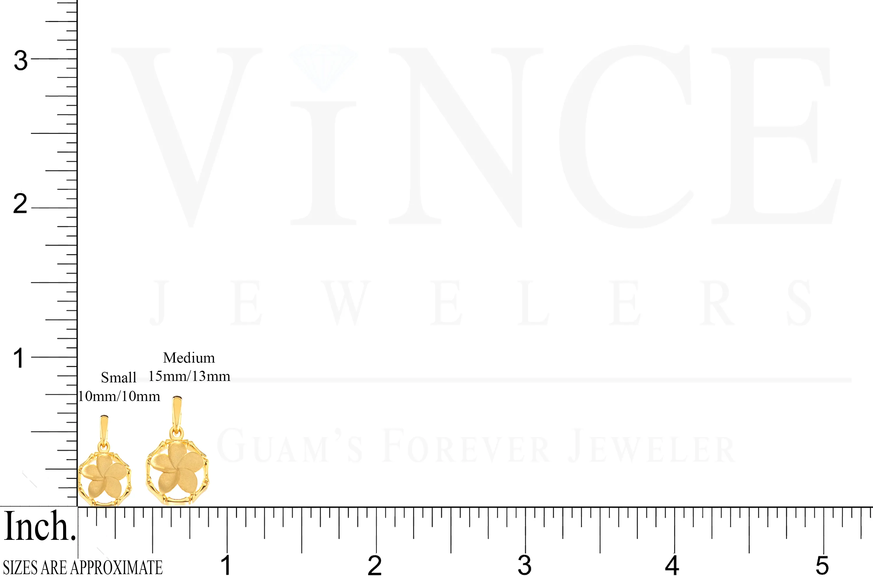 14K Yellow Gold Plumeria Flower Bamboo Pendant VINCE