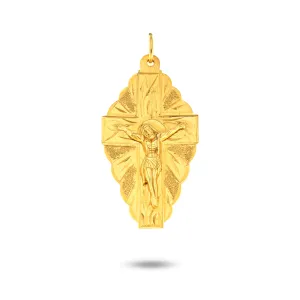 14K Yellow Gold Spanish Cross Pendant | Statue of Jesus VINCE