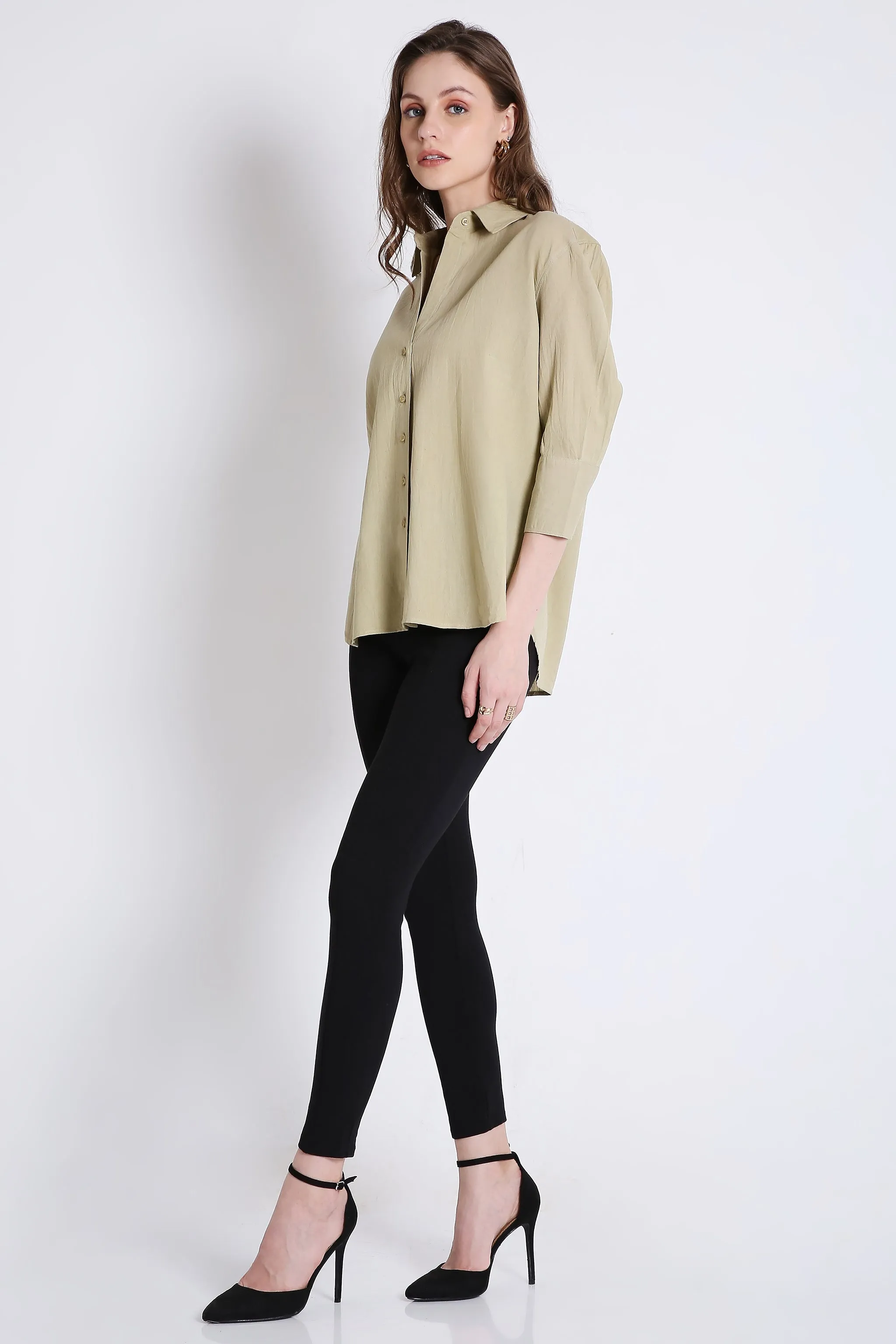3/4th Sleeve Oversized Pink Formal Shirt French Theory