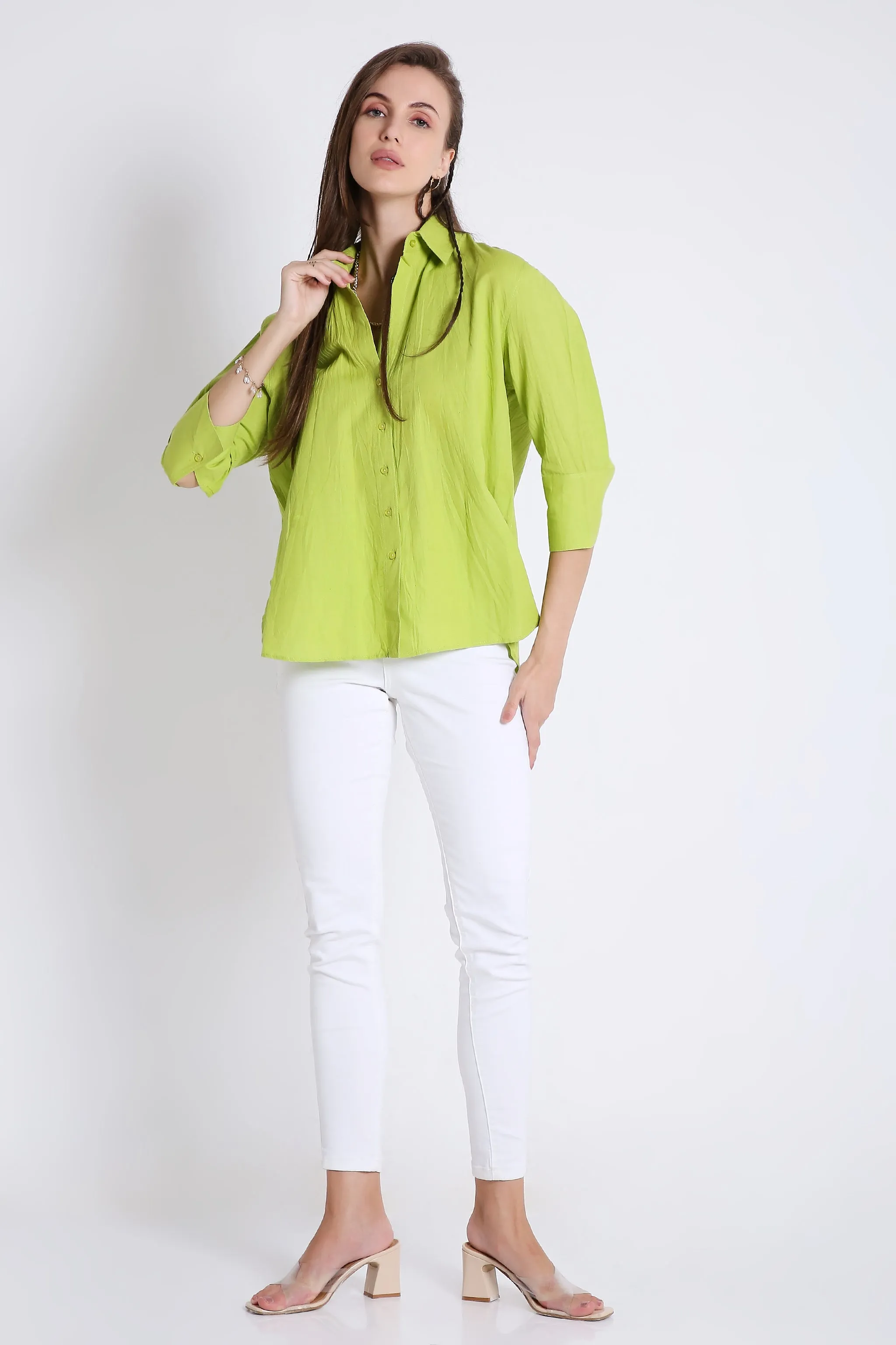 3/4th Sleeve Oversized Pink Formal Shirt French Theory